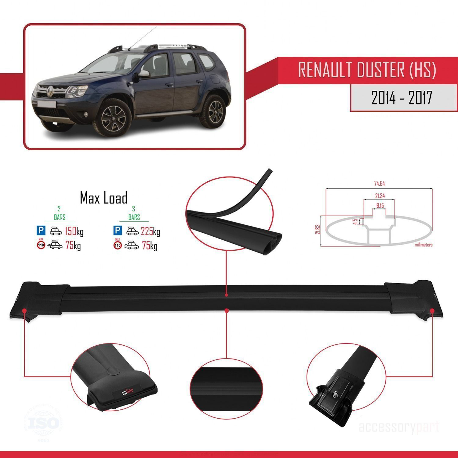 Renault Duster (HS) 2014-2017 Arası ile Uyumlu FLY Model Ara Atkı