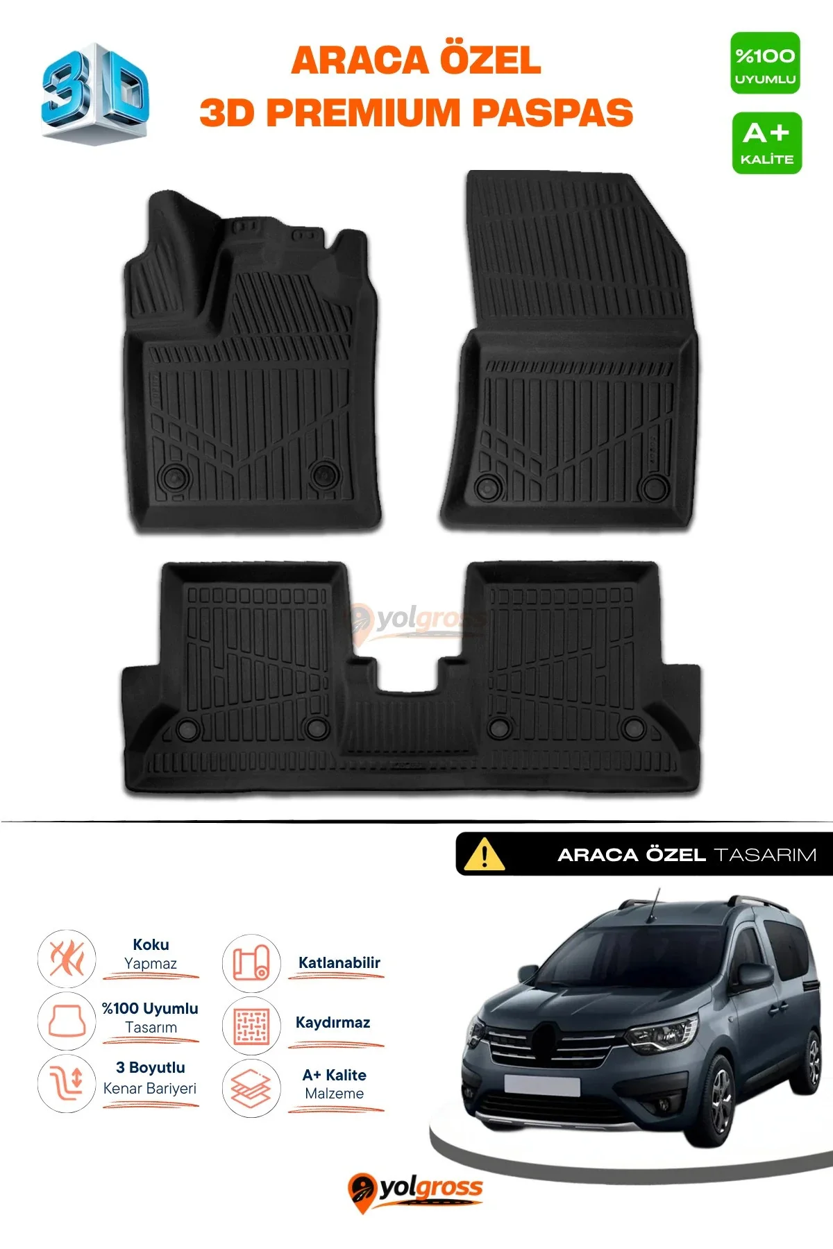 Renault Express Camlıvan 3D Pro Havuzlu Paspas 2021 Üzeri A+ Kalite Renault Express Camlıvan 3D Pro Havuzlu Paspas 2021 Üzeri A+ Kalite