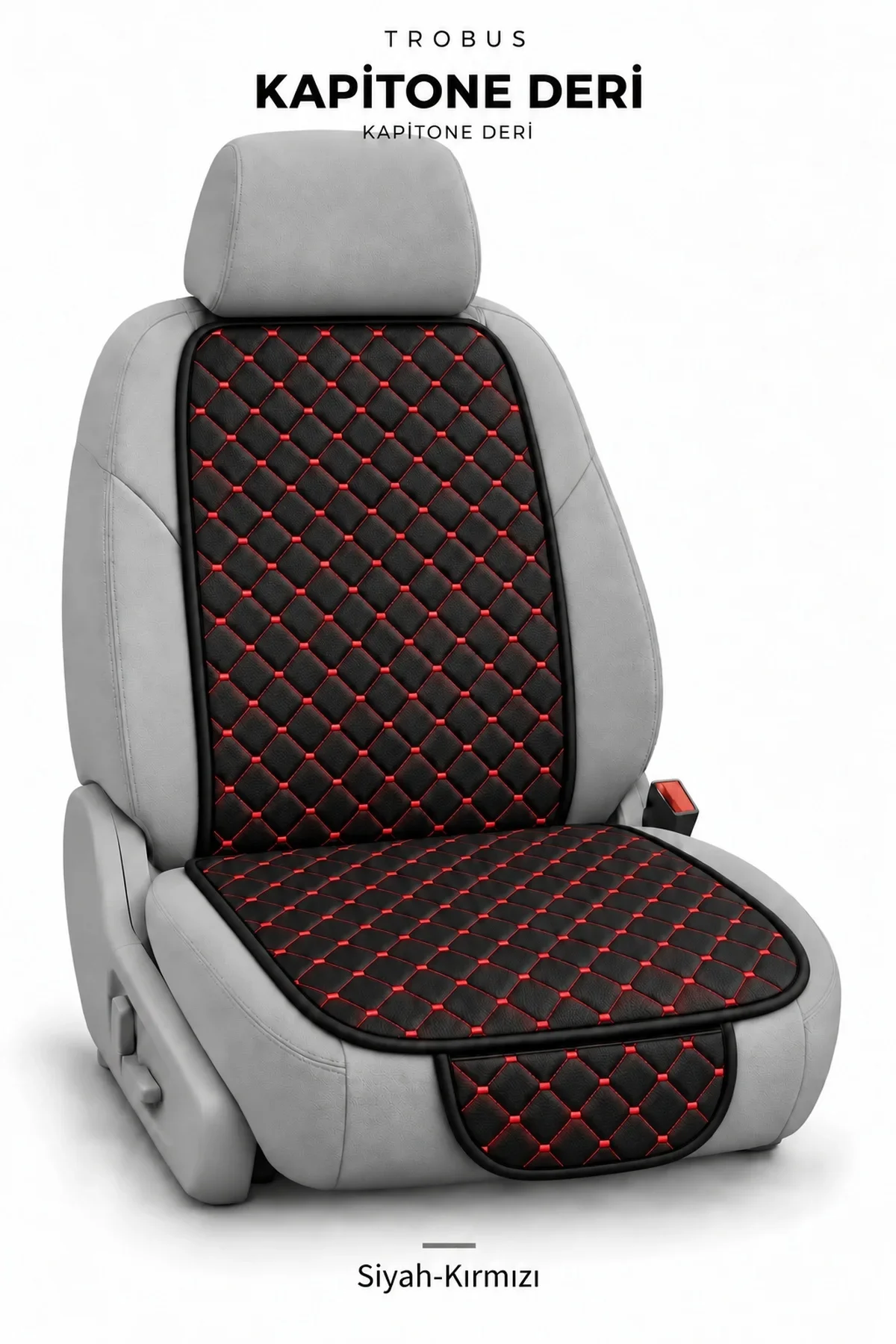 Renault Fluence 2010+ Suni Deri Kapitone Minder 7 Parça Siyah Kırmızı - Görsel 5