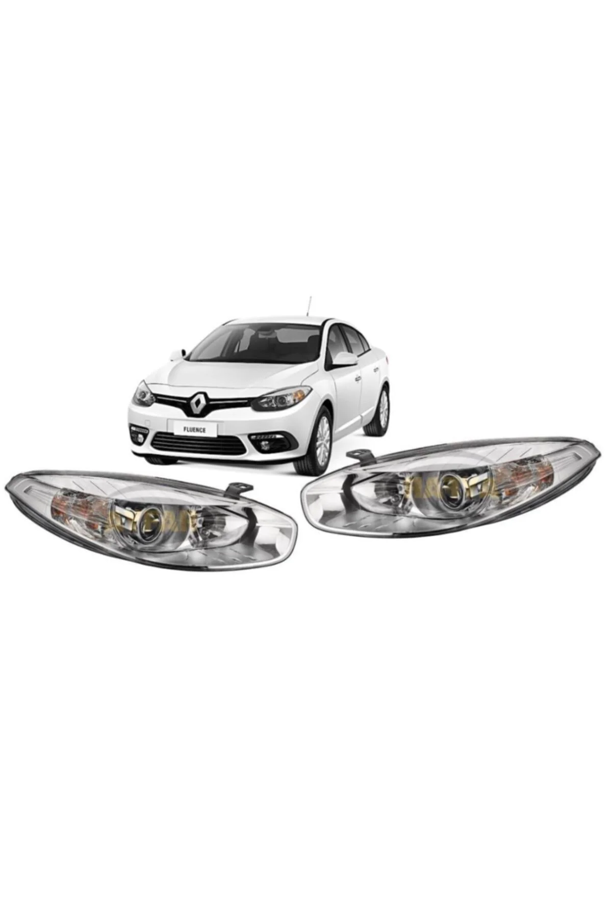 RENAULT FLUENCE 2013-2016 MODEL UYUMLU ÖN FAR SAĞ-SOL TAKIM MERCEKLİ KROM ÇERÇEVELİ