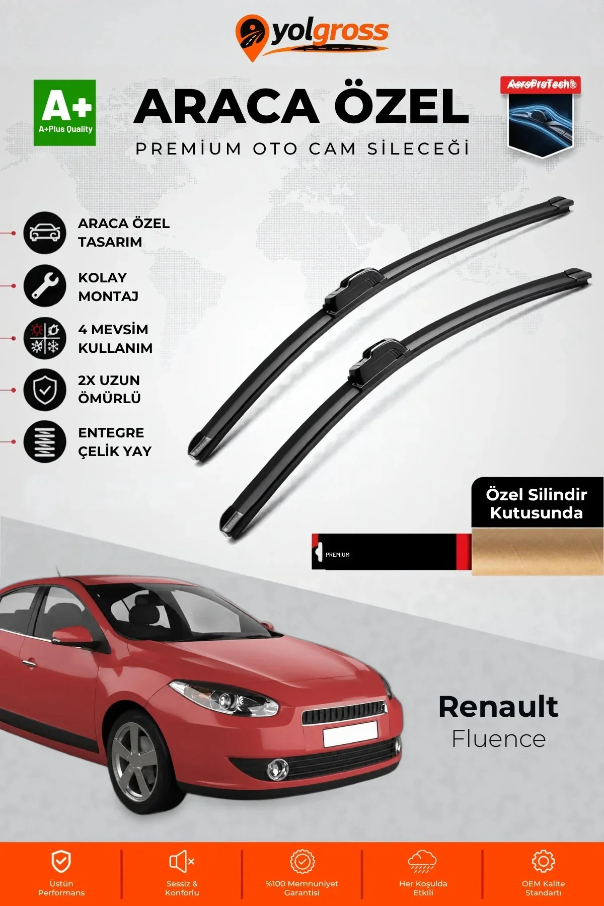 Renault Fluence Ön Cam Silecek Seti 2010-2016 Premium Araca Özel 60-40 Cm A+ Kalite Renault Fluence Ön Cam Silecek Seti 2010-2016 Premium Araca Özel 60-40 Cm A+ Kalite