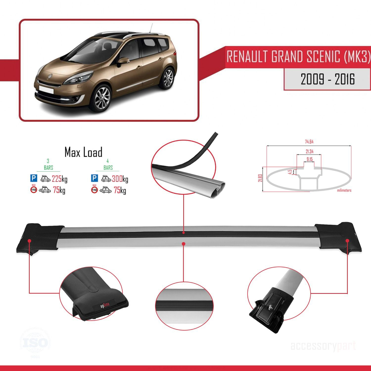Renault Grand Scenic (Mk3) 2009-2016 Arası ile Uyumlu FLY Model A