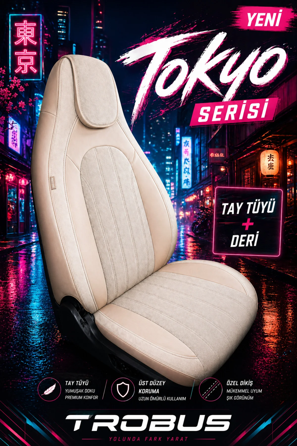 Renault Kadjar 2015 ve Sonrası Bel Destekli Tay Tüyü Koltuk Kılıfı Tokyo Serisi Bej Fiyatı, Yorumları ve Özellikleri