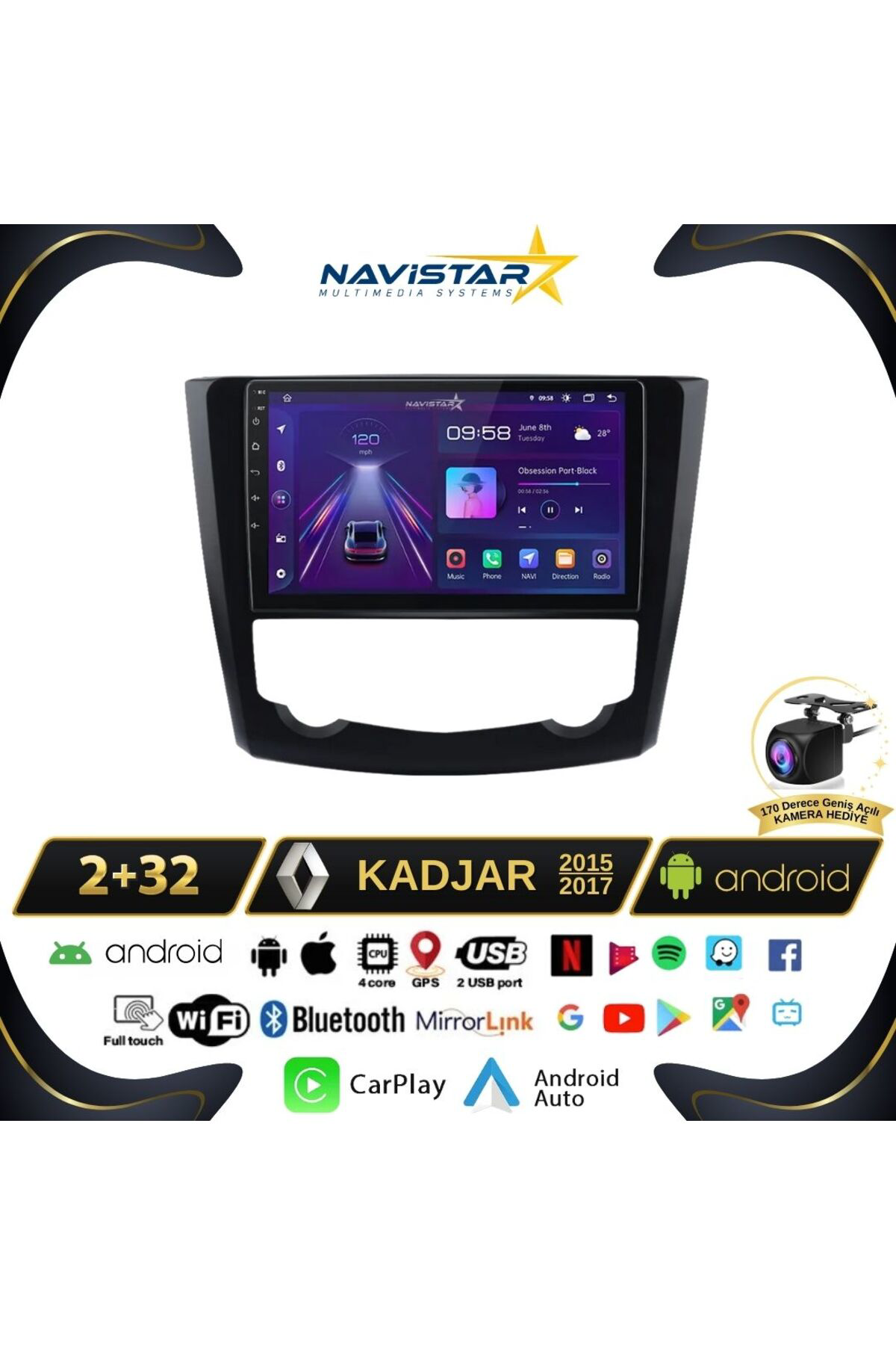Renault Kadjar 2015-2017 Model 2gb 64gb Android 13 Kablosuz Carpl