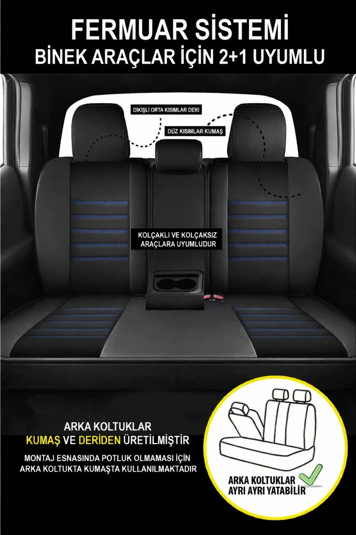 Renault Kadjar 2015 ve Sonrası Uyumlu Jetdrive Serisi Siyah Koltuk Kılıfı