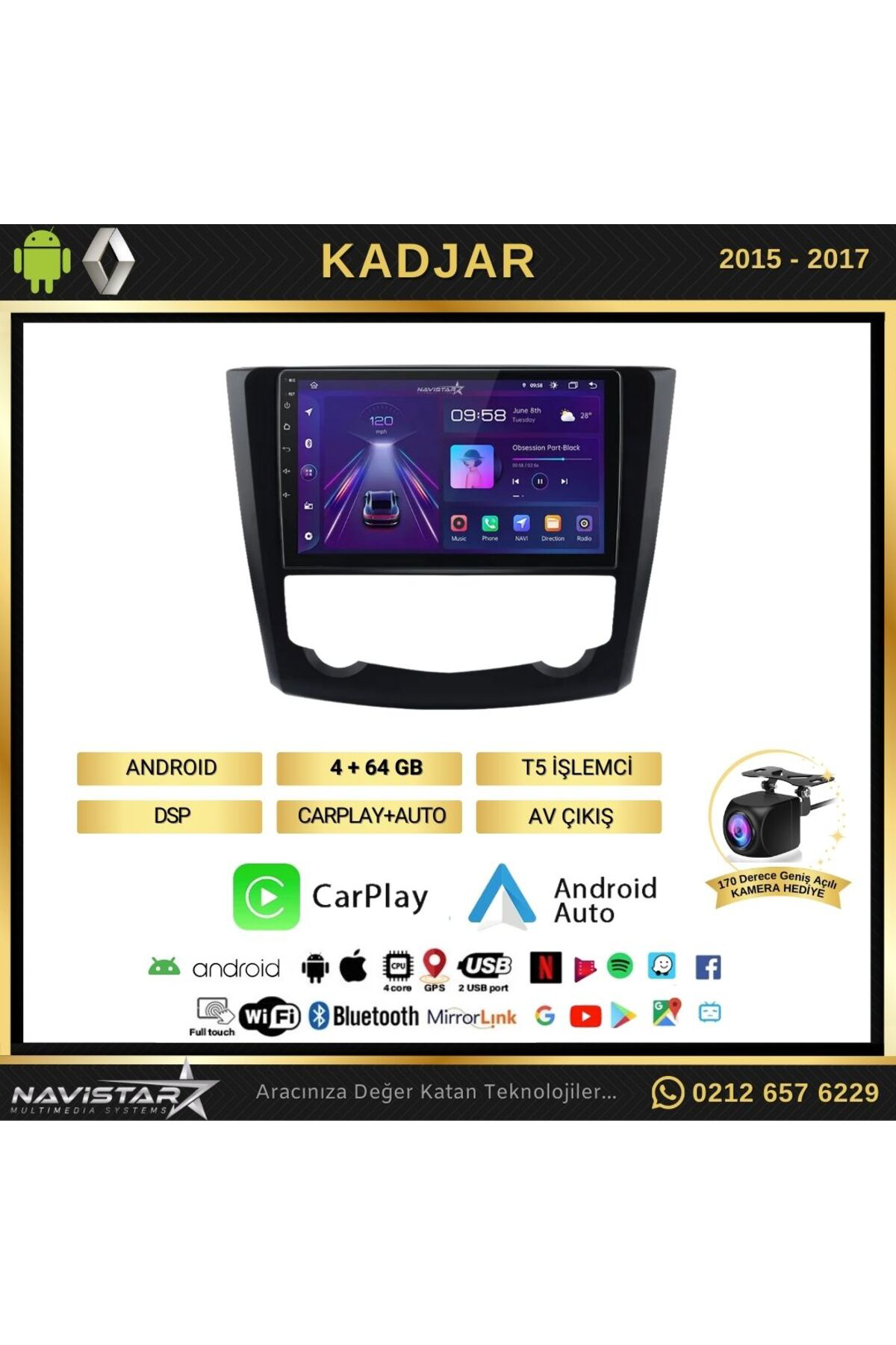 Renault Kadjar 2015-2017 Model 4gb 64gb Android 13 Kablosuz Carpl