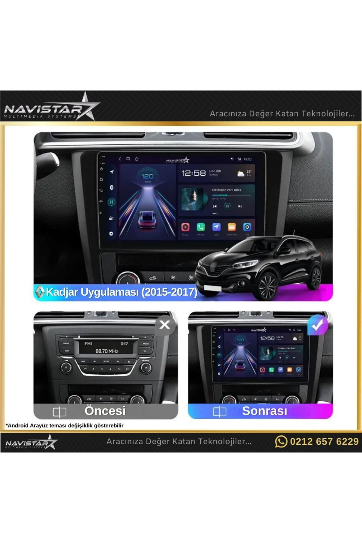 Renault Kadjar 2015-2017 Model 2gb 64gb Android 13 Kablosuz Carpl