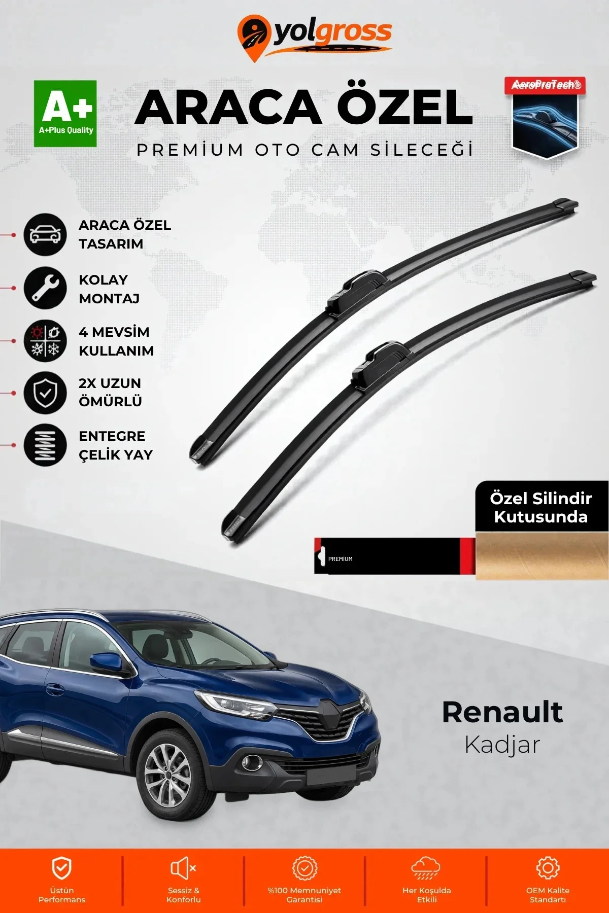 Renault Kadjar Ön Cam Silecek Seti 2015-2022 Premium Araca Özel 65-45 Cm A+ Kalite