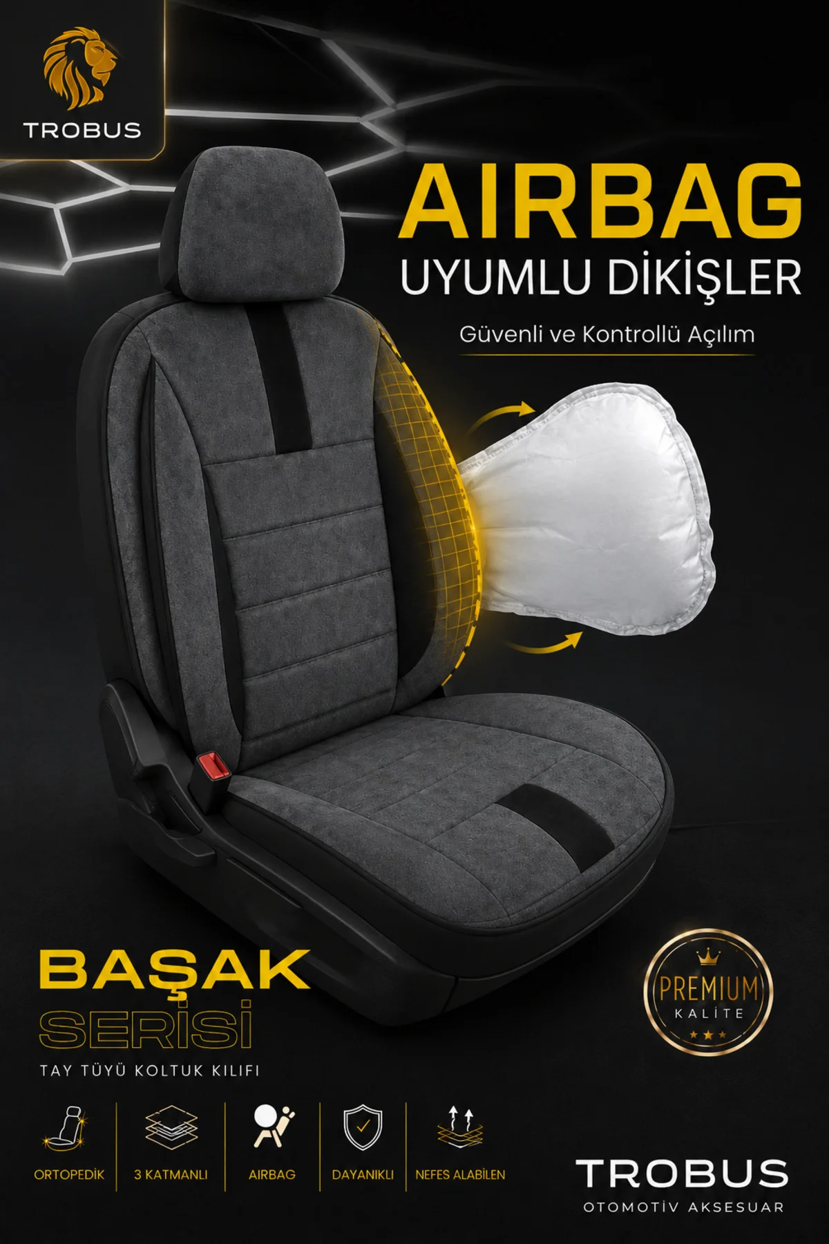 Renault Kadjar Oto Koltuk Kılıfı 2015 ve Sonrası Füme Başak Serisi Tay Tüyü Tam Set