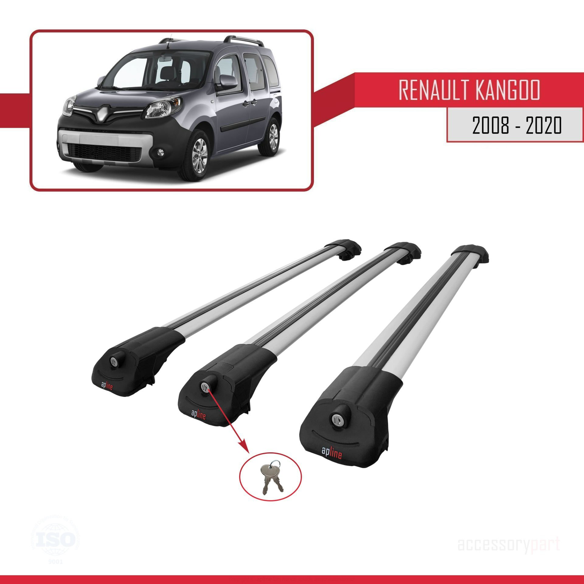 Renault Kangoo 2008-2020 Arası ile uyumlu ACE-1 Ara Atkı Tavan Ba