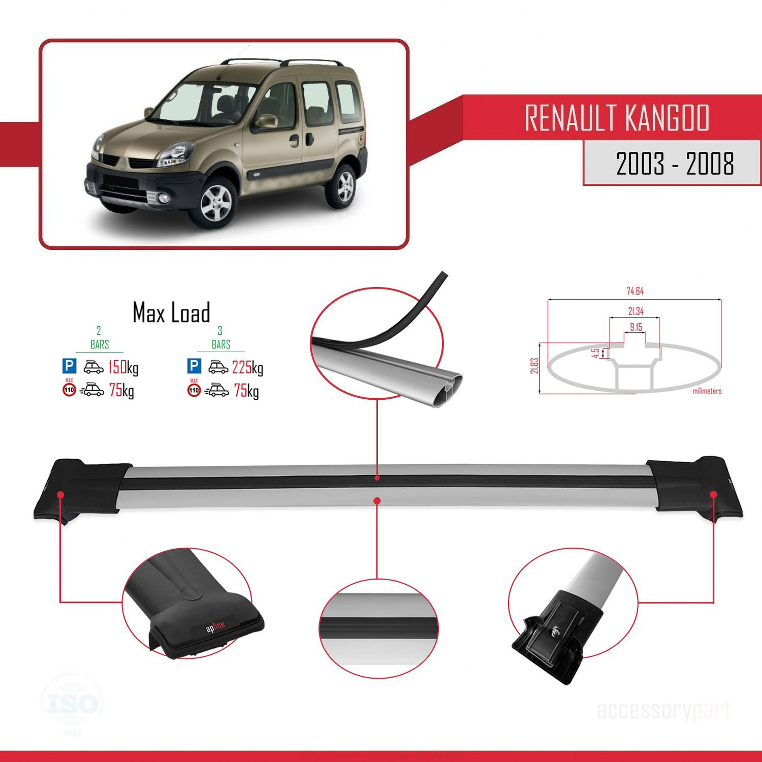 Renault Kangoo 2003-2008 Arası ile uyumlu FLY Model Ara Atkı Tava