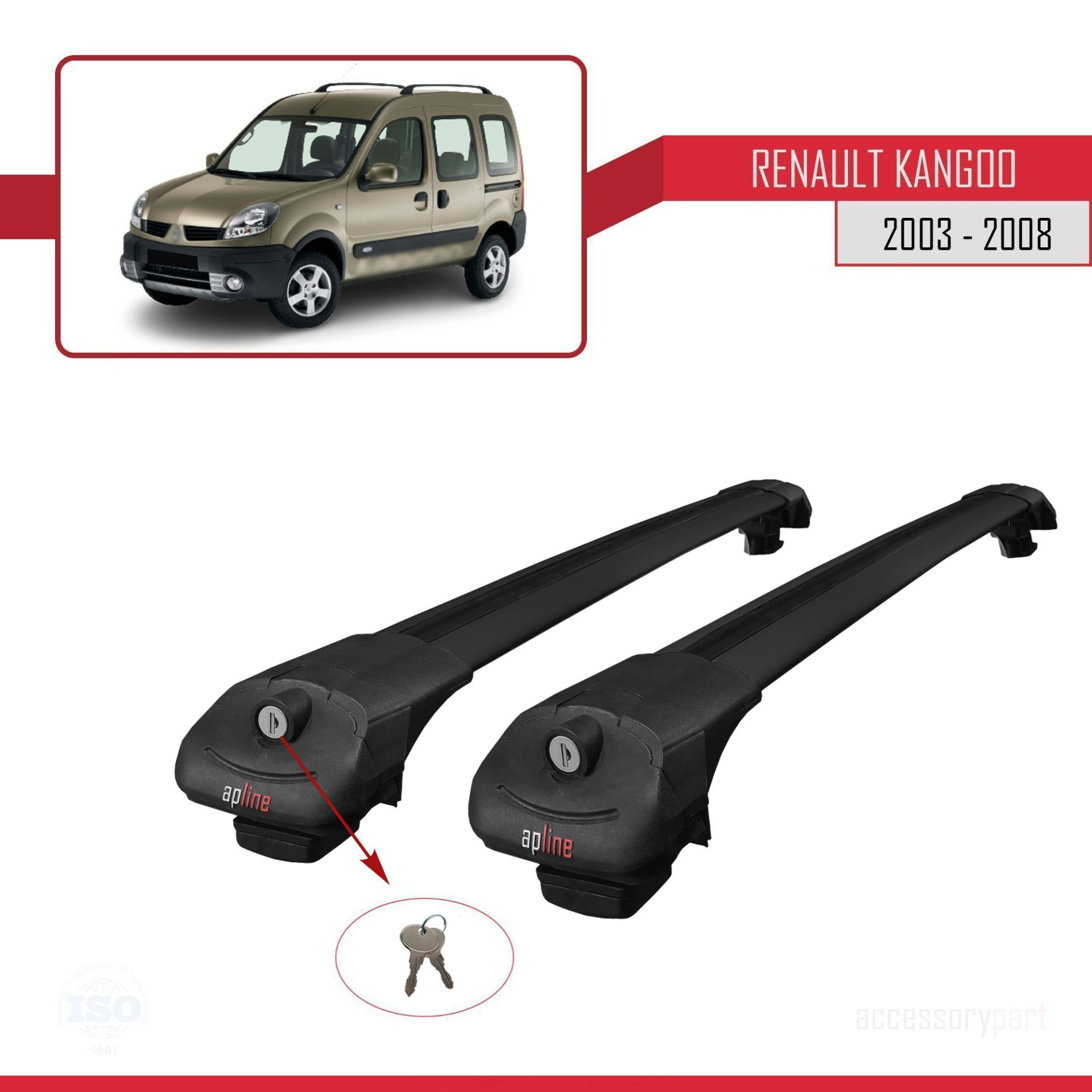 Renault Kangoo 2003-2008 Arası ile uyumlu ACE-1 Ara Atkı Tavan Ba