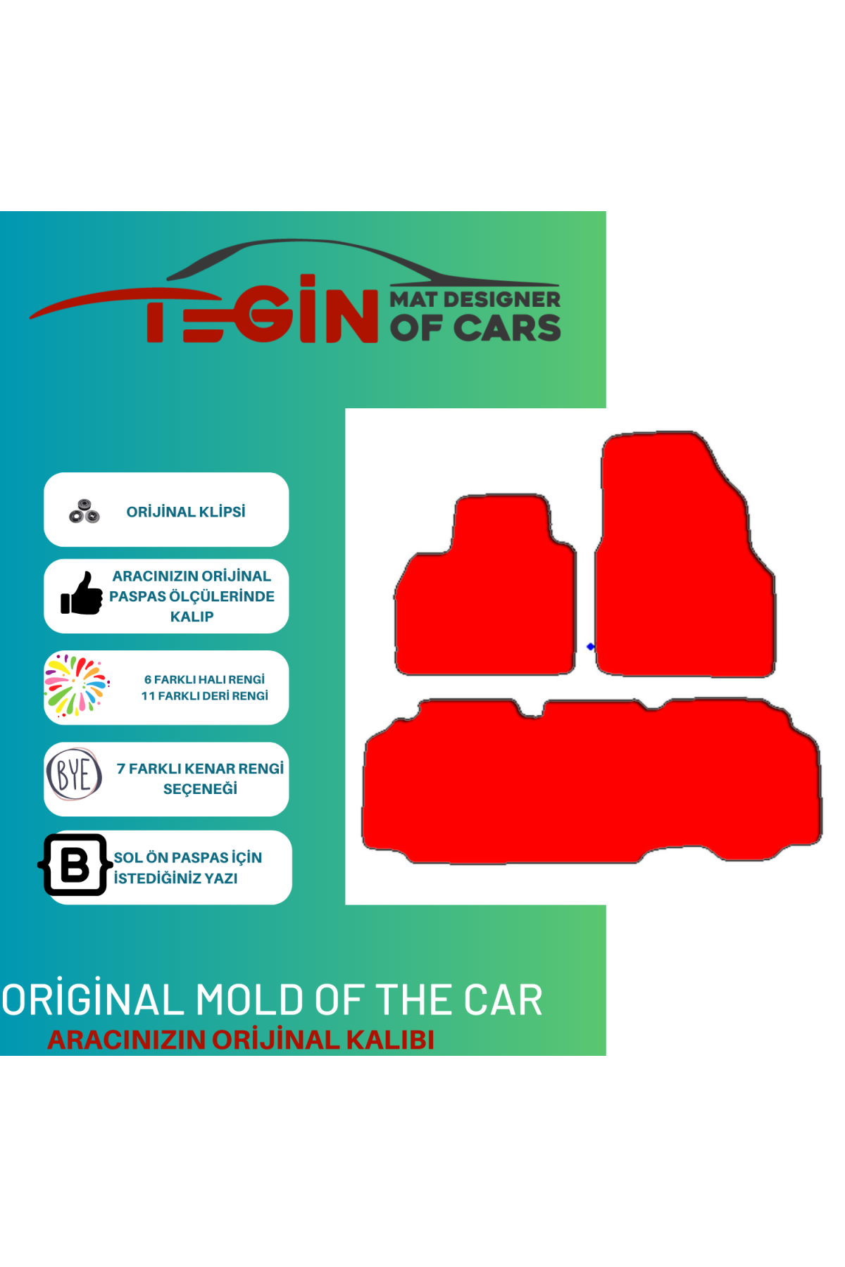 Renault Kangoo 2 2008-2014 Prime Siyah Deri Beyaz Kenar Paspas