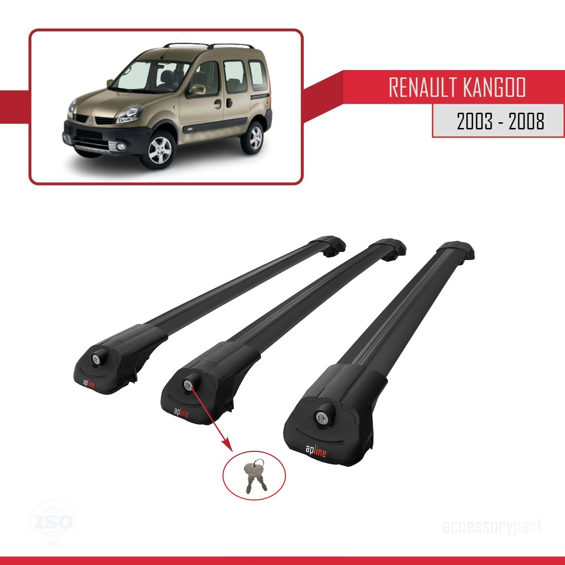 Renault Kangoo 2003-2008 Arası ile uyumlu ACE-1 Ara Atkı Tavan Ba