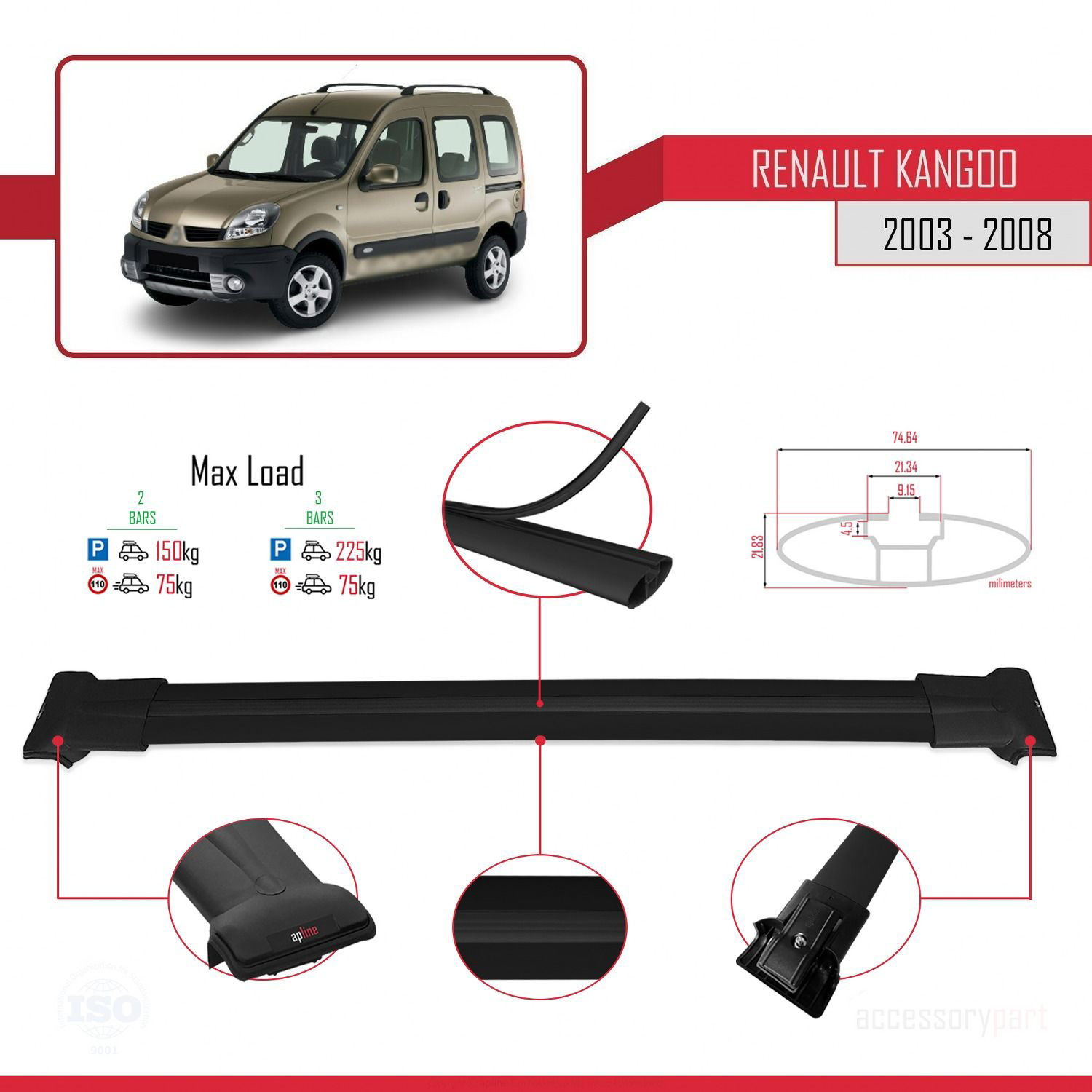 Renault Kangoo 2003-2008 Arası ile uyumlu FLY Model Ara Atkı Tava