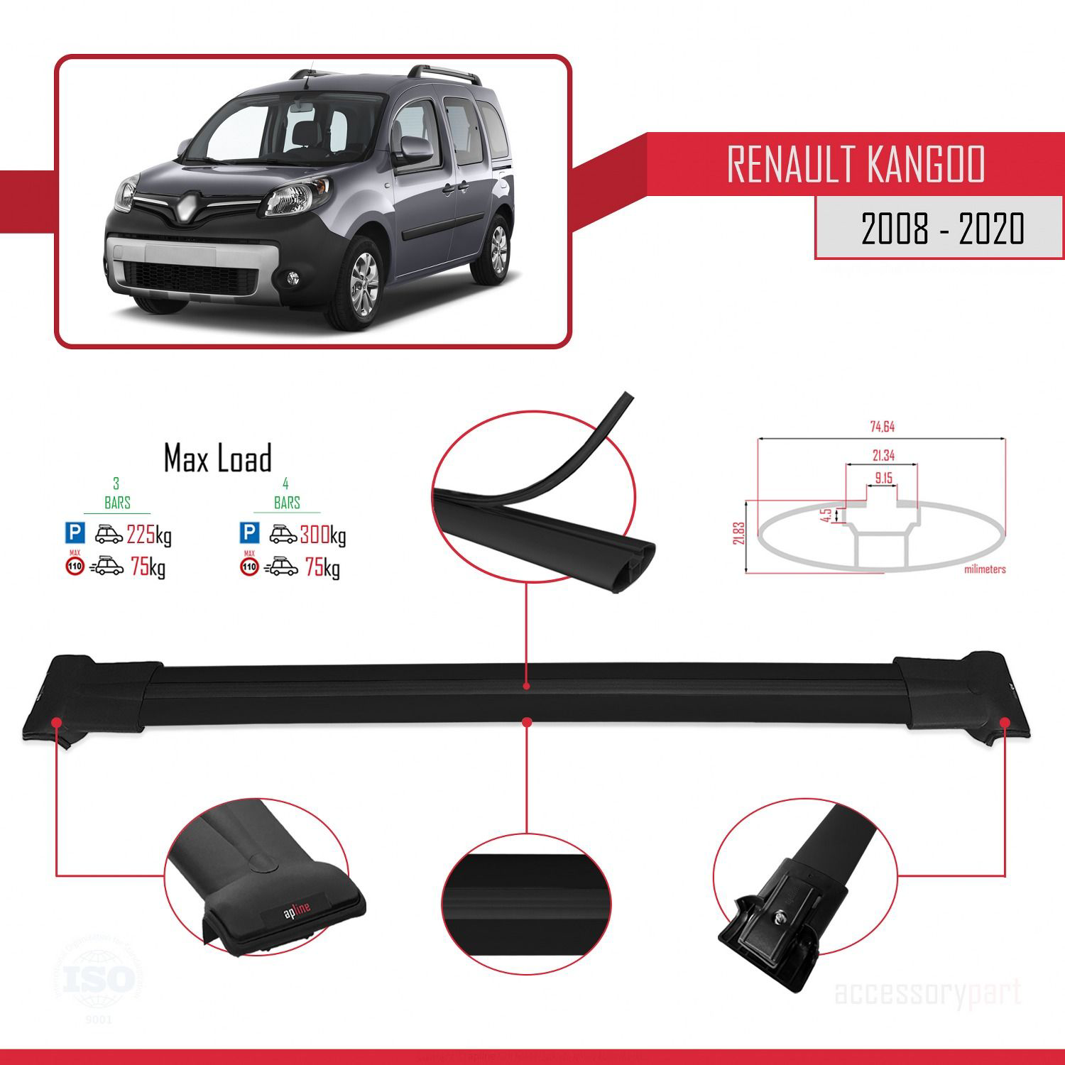 Renault Kangoo 2008-2020 Arası ile uyumlu FLY Model Ara Atkı Tava