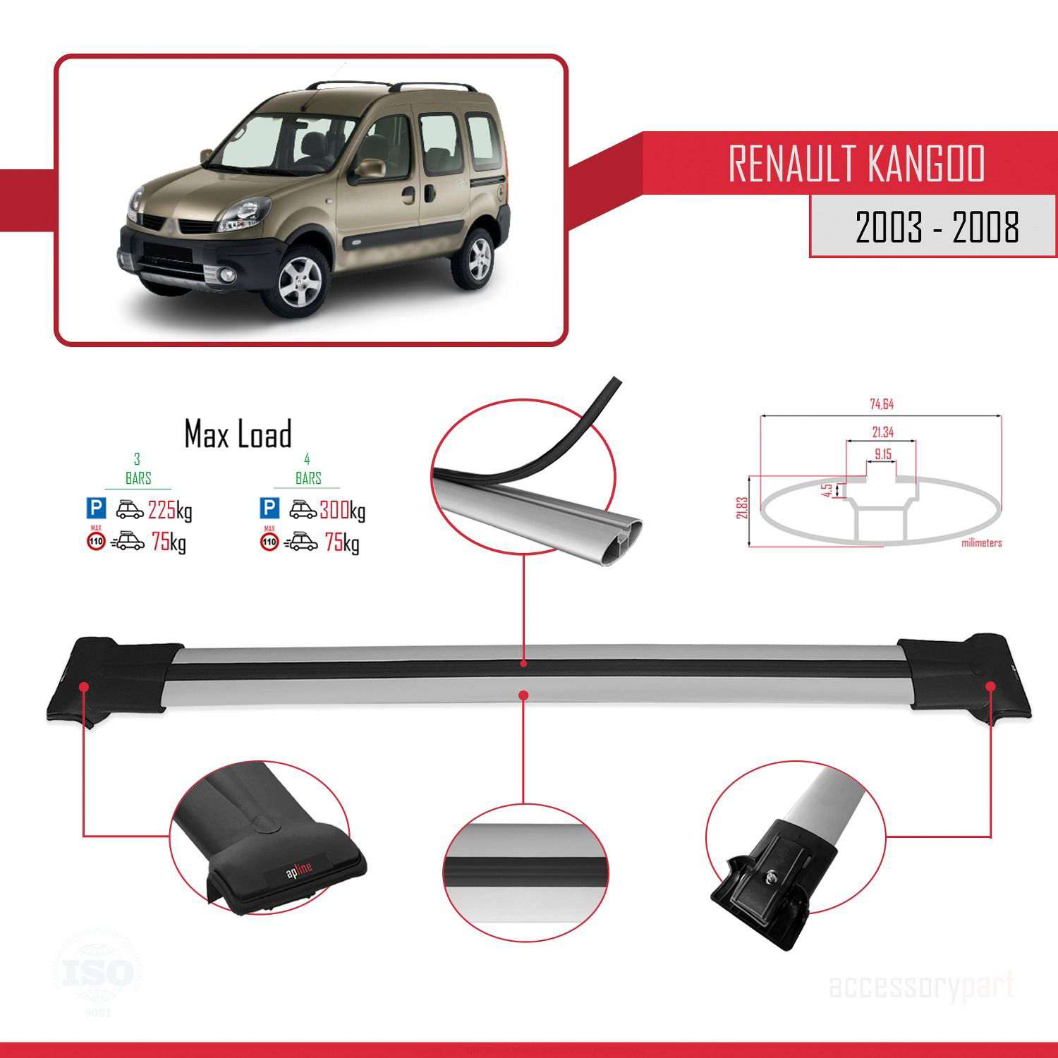 Renault Kangoo 2003-2008 Arası ile uyumlu FLY Model Ara Atkı Tava