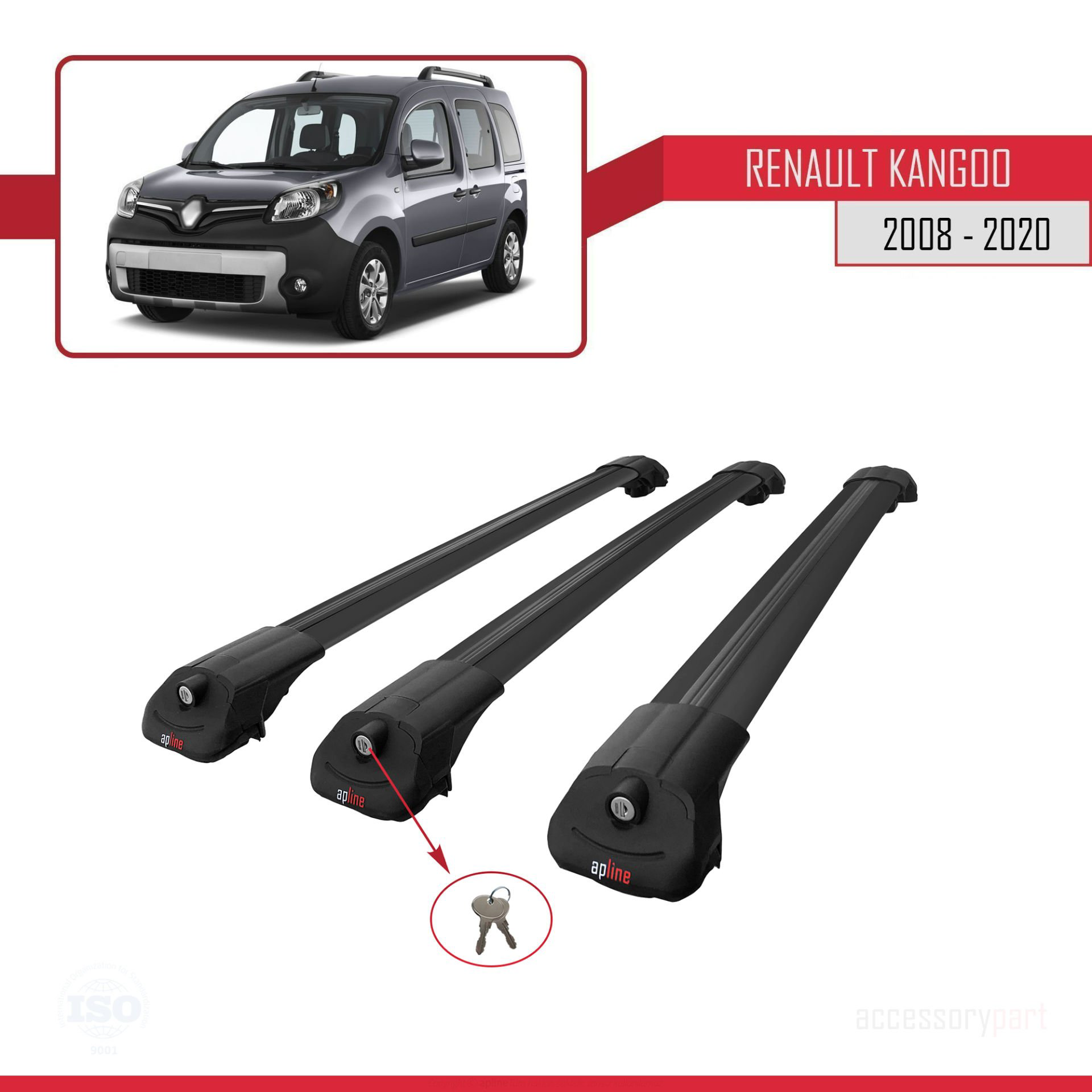 Renault Kangoo 2008-2020 Arası ile uyumlu ACE-1 Ara Atkı Tavan Ba