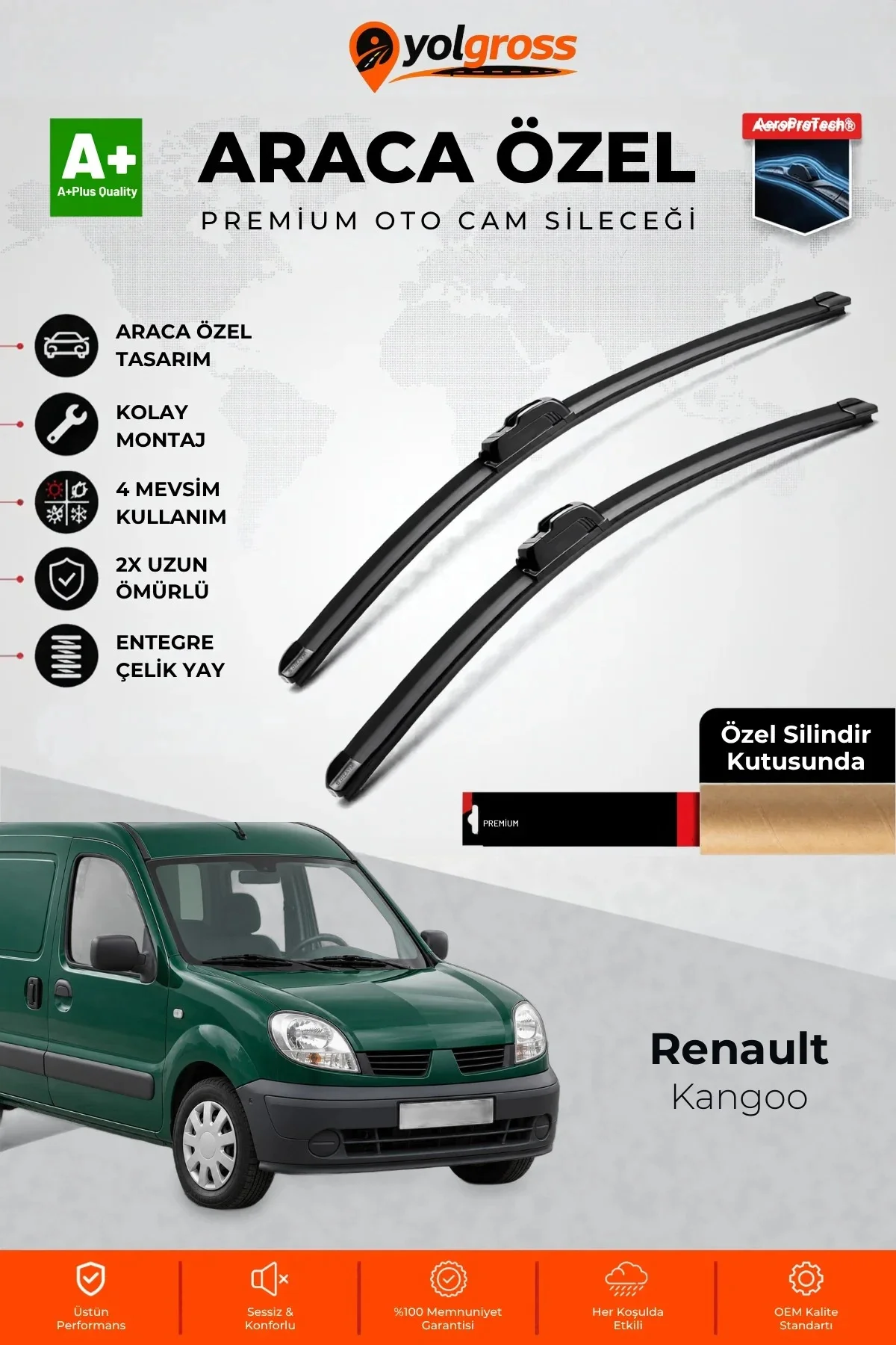 Renault Kangoo Ön Cam Silecek Seti 1997-2007 Premium Araca Özel 50-50 Cm A+ Kalite