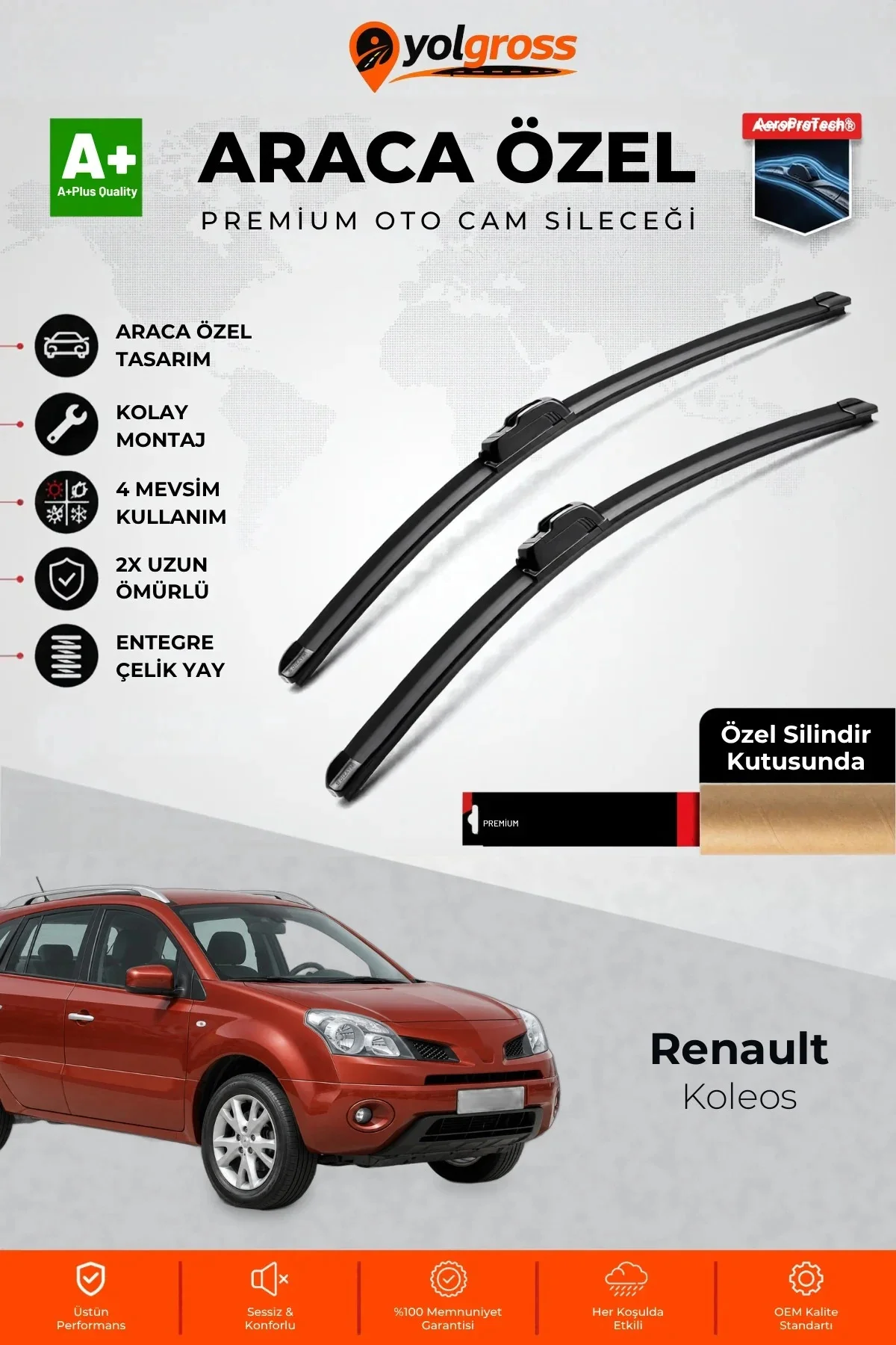 Renault Koleos Ön Cam Silecek Seti 2008-2016 Premium Araca Özel 60-48 Cm A+ Kalite