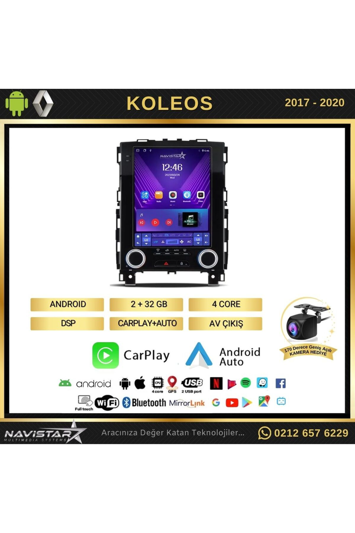 Renault Koleos Tesla 2017-2020 Model 2gb 32gb Android 13 Kablosuz