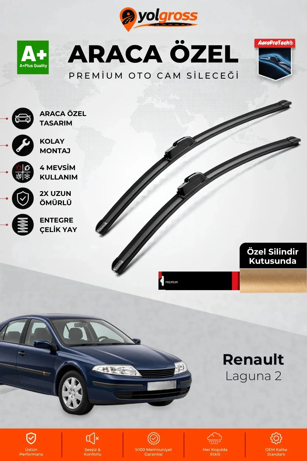 Renault Laguna 2 Ön Cam Silecek Seti 2001-2007 Premium Araca Özel 60-50 Cm A+ Kalite