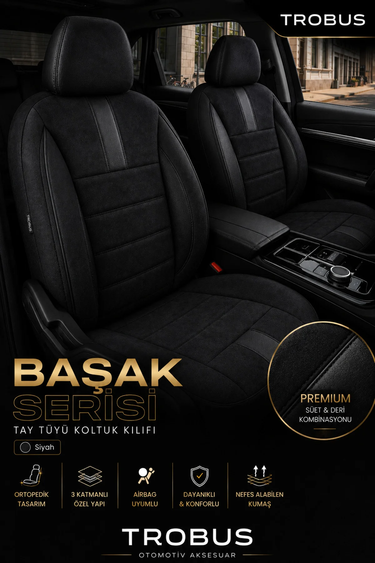 Renault Laguna 2 Oto Koltuk Kılıfı 2004 2005 2006 2007 2008 2009 Siyah Başak Serisi Tay Tüyü Tam Set