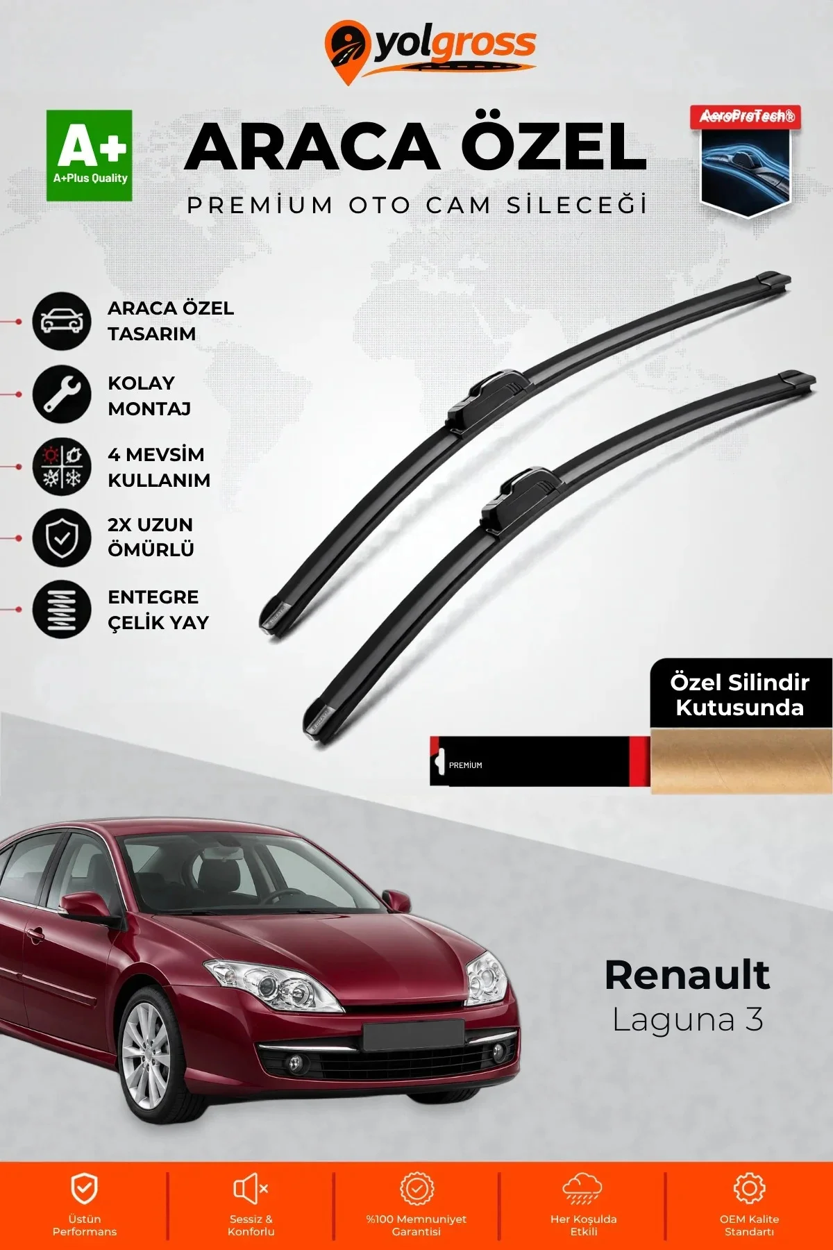 Renault Laguna 3 Ön Cam Silecek Seti 2007-2015 Premium Araca Özel 65-40 Cm A+ Kalite