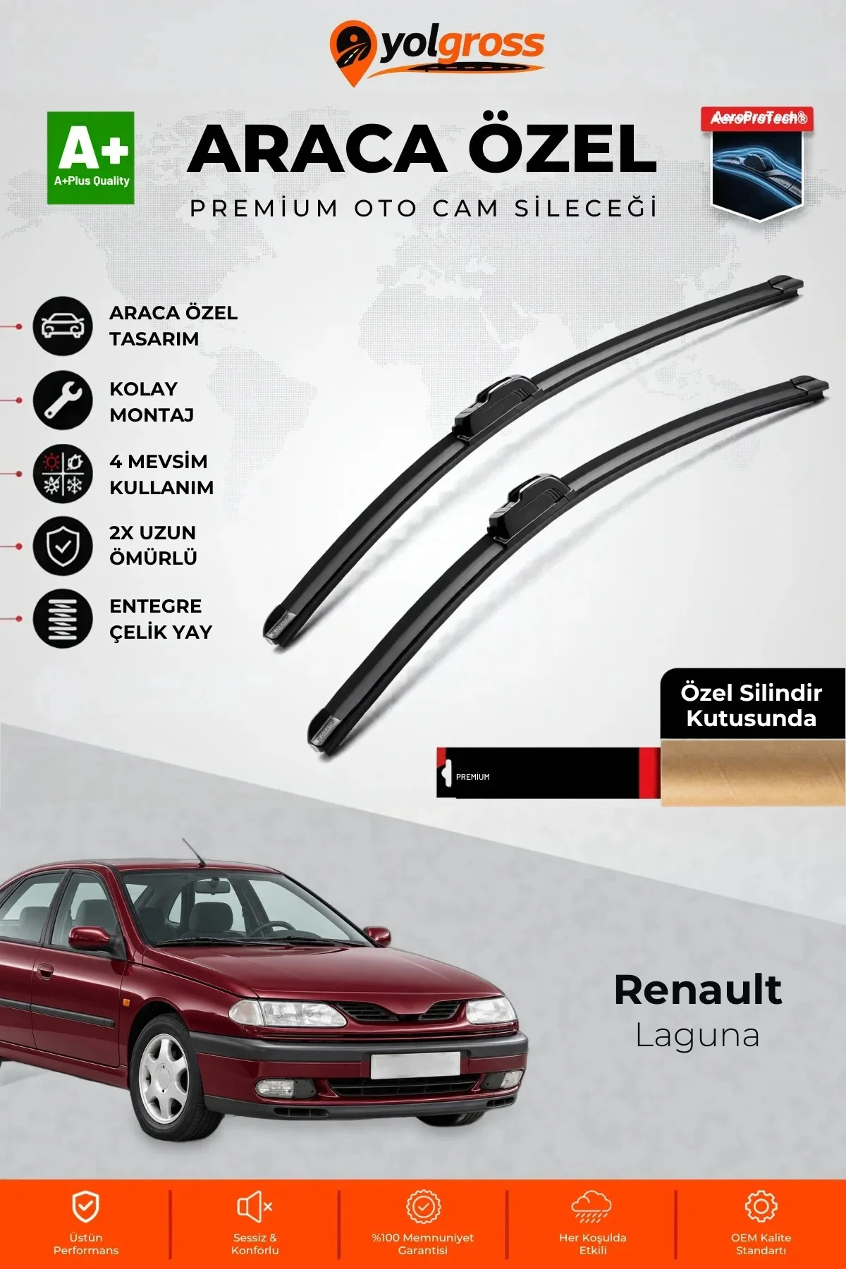 Renault Laguna Ön Cam Silecek Seti 1993-2001 Premium Araca Özel 60-45 Cm A+ Kalite