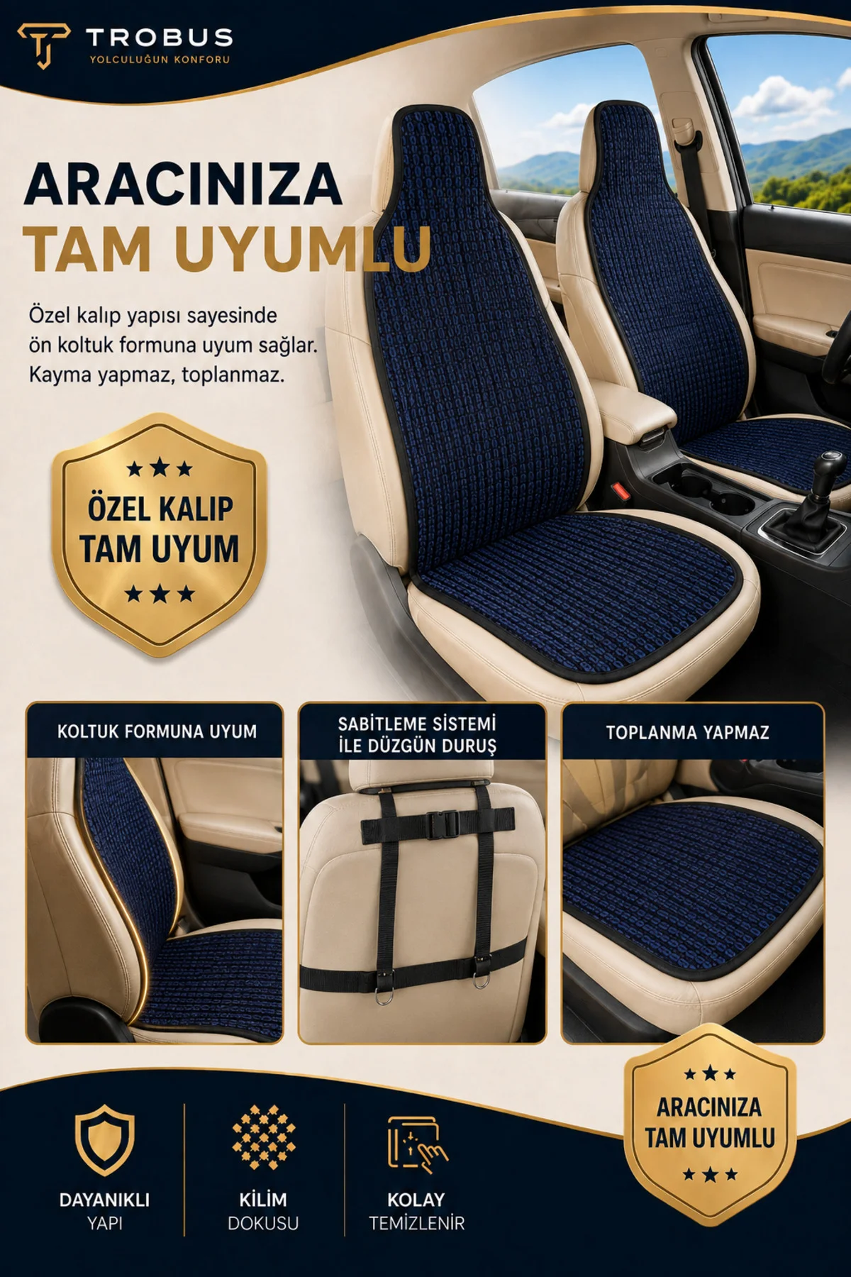 Renault LATITUDE 2012 Uyumlu Örme Ön 2 Parça Oto Koltuk Minderi Terletmez Lacivert - Siyah Fiyatı, Yorumları ve Özellikleri