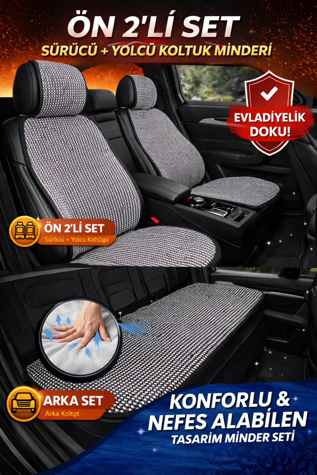 Renault LATITUDE 2012 Uyumlu Örme 3 Parça Oto Koltuk Minderi Terletmez Kaymaz Taban Gri Fiyatı, Yorumları ve Özellikleri