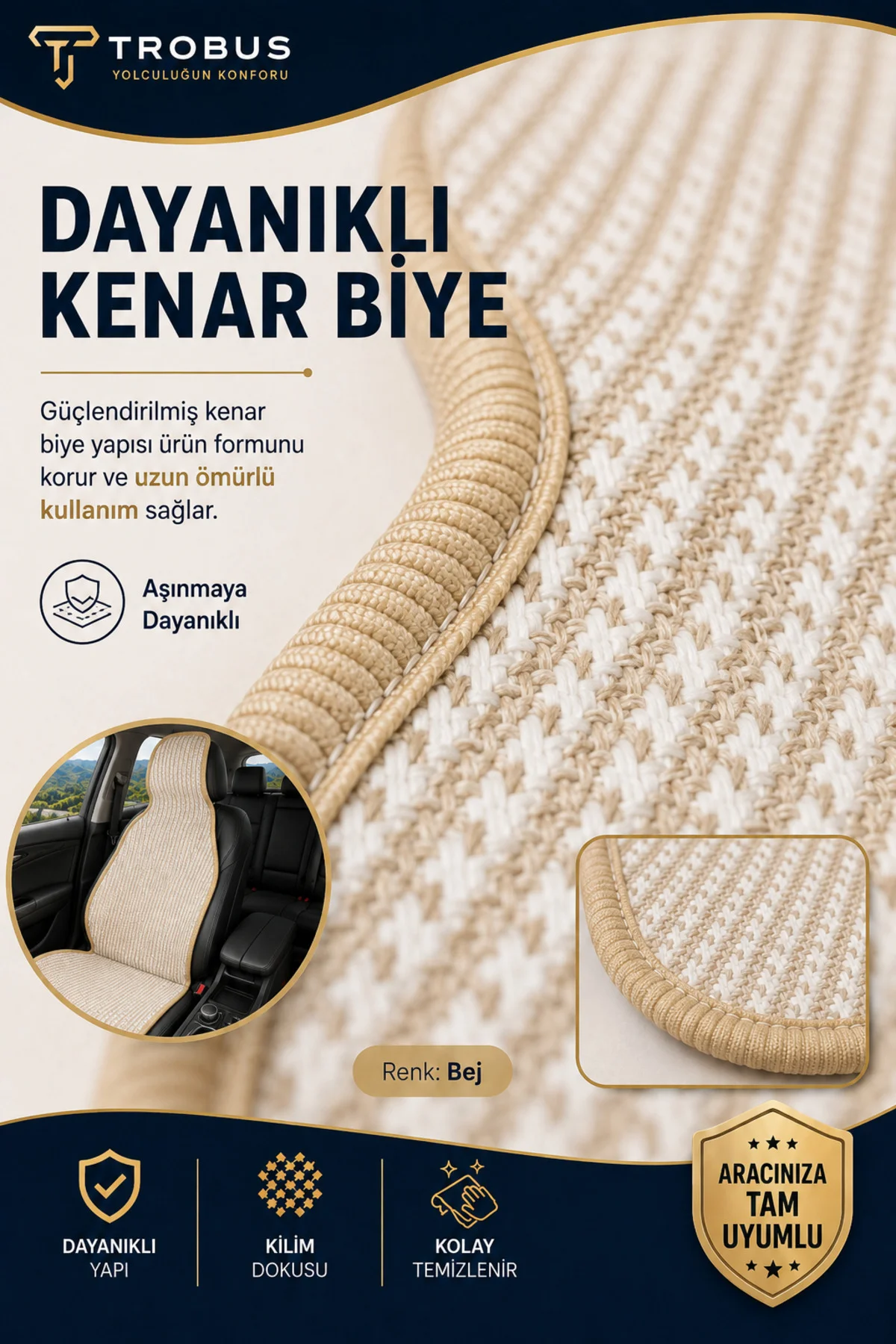 Renault Master 2011+ Örme 3 Parça Minder Terletmez Kaymaz Taban Bej Fiyatı, Yorumları ve Özellikleri