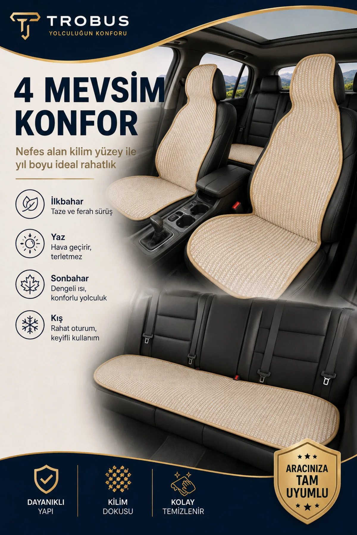 Renault Master 2011+ Örme 3 Parça Minder Terletmez Kaymaz Taban Bej Fiyatı, Yorumları ve Özellikleri