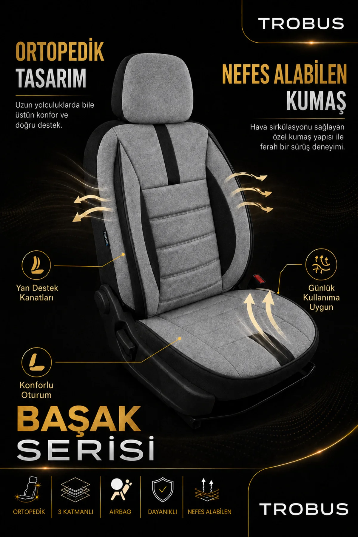 Renault Master Oto Koltuk Kılıfı 2011 ve Sonrası Gri Başak Serisi Tay Tüyü Tam Set