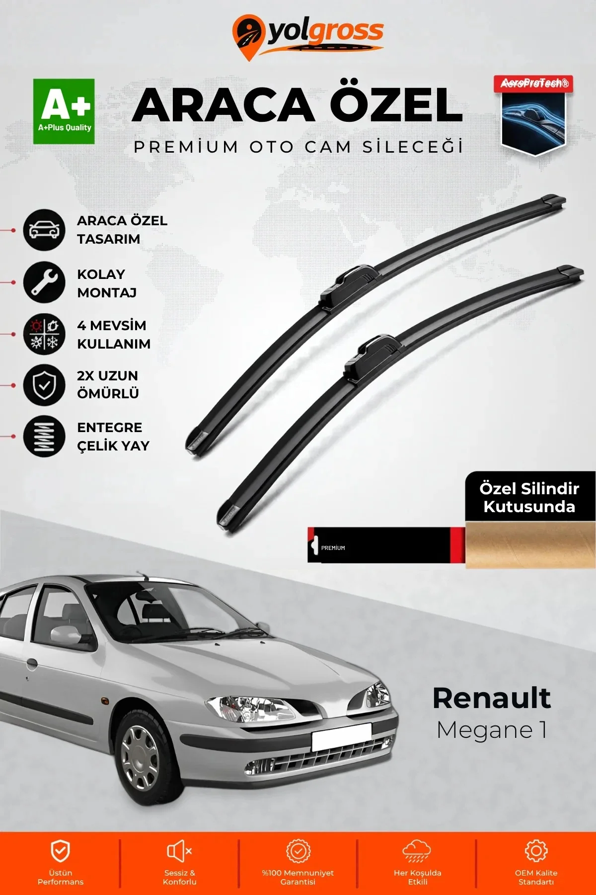 Renault Megane 1 Ön Cam Silecek Seti 1996-2002 Premium Araca Özel 55-50 Cm A+ Kalite
