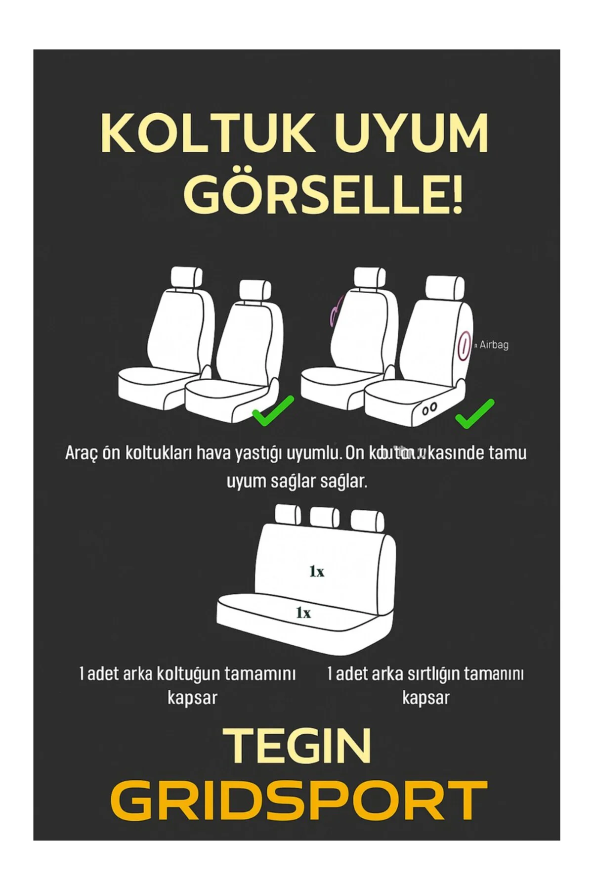 Renault Megane-2 2004-2008 Bütün Arka Sırt Oturak Uyumlu Vira GrindSport Siyah Koltuk Kılıfı