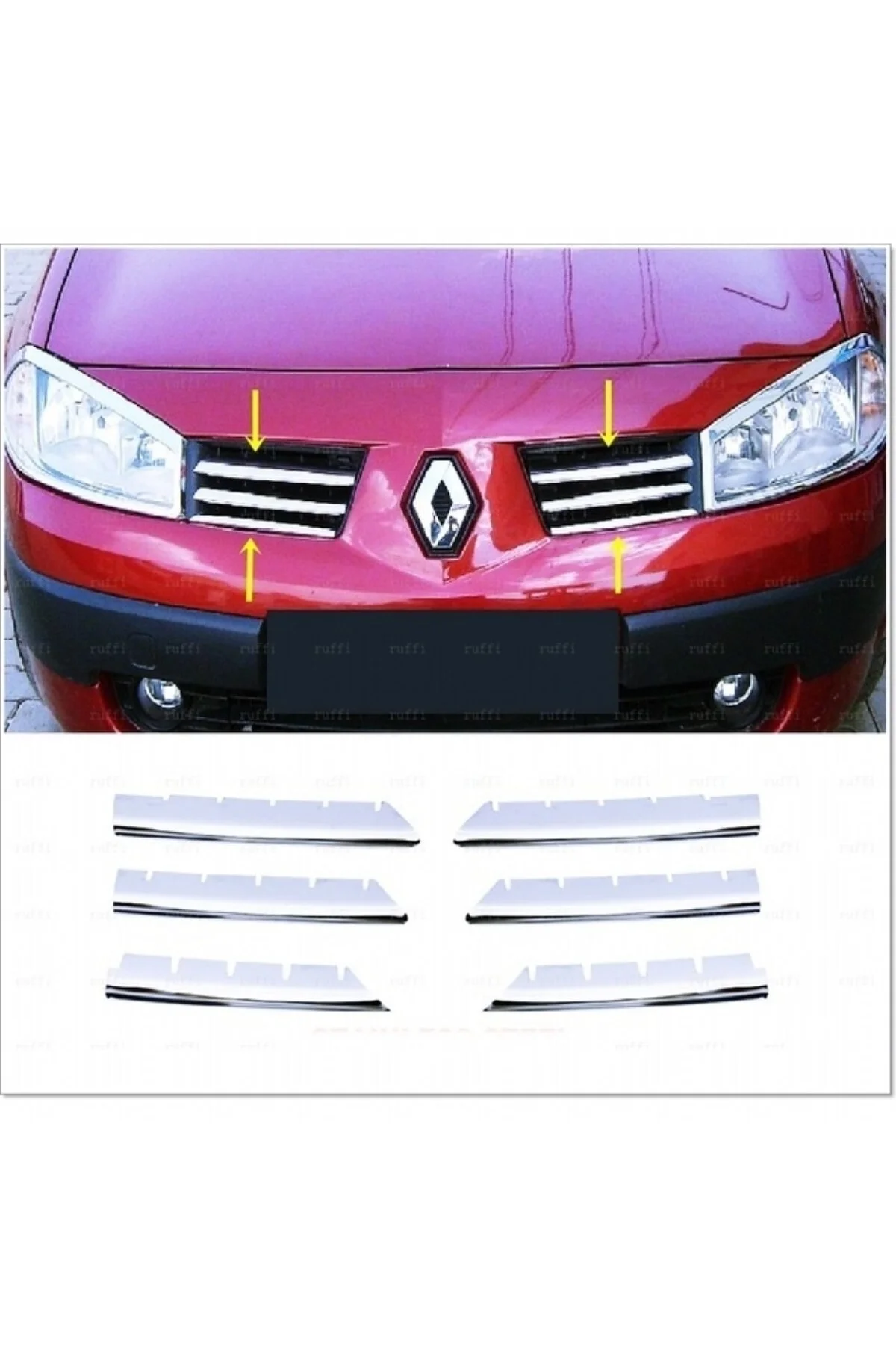 Renault Megane 2 2002- 6'lı Ön Panjur Renault Megane 2 2002- 6'lı Ön Panjur