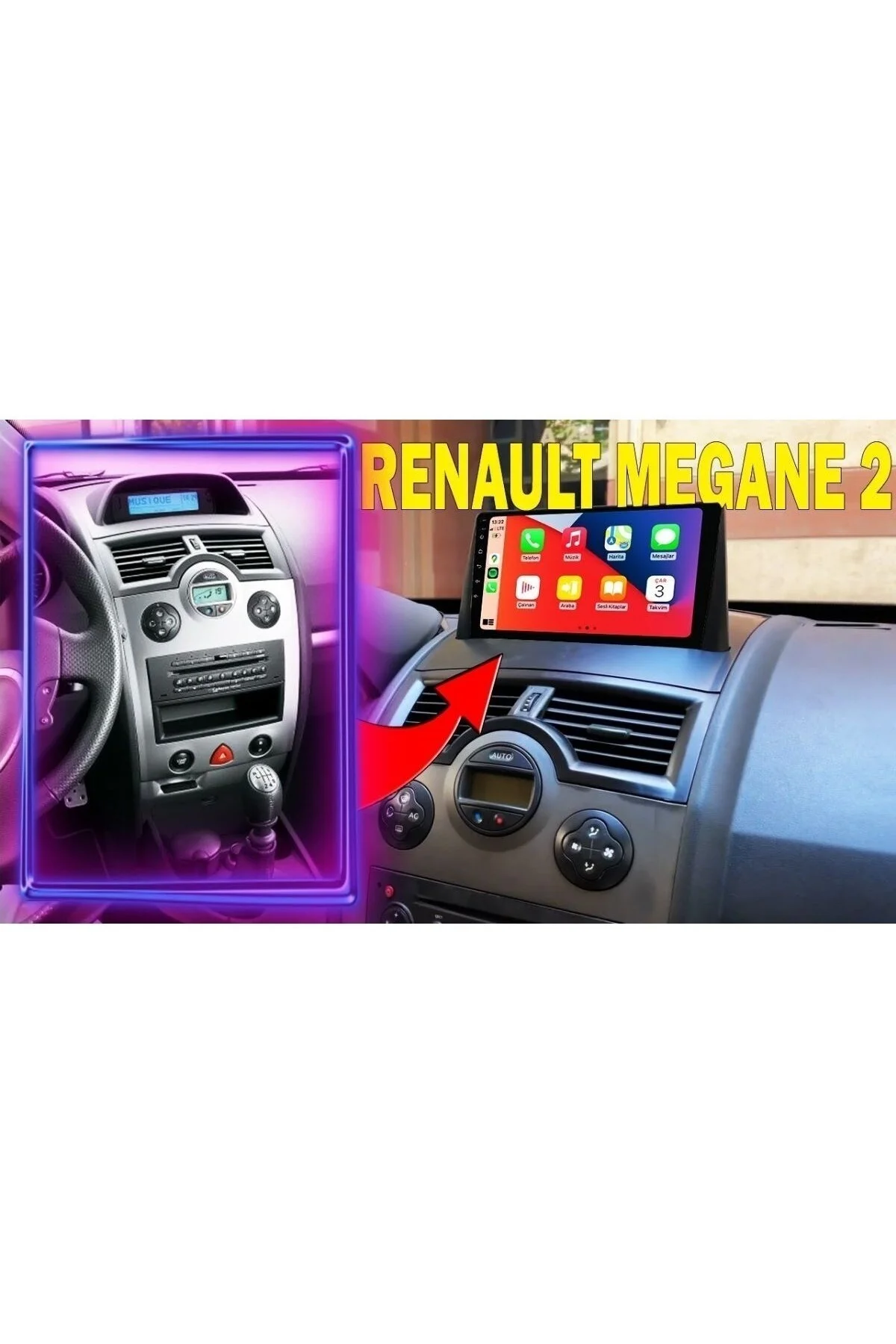 RENAULT MEGANE 2 ANDROİD 14 2-32 MULTİMEDYA CARPLAY-KAMERA-IPS