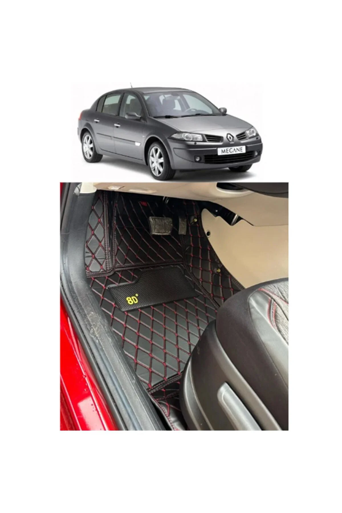 Renault Megane 2 Hb 2002-2009 1.2/1.3 TCe Siyah 3D Havuzlu Paspas