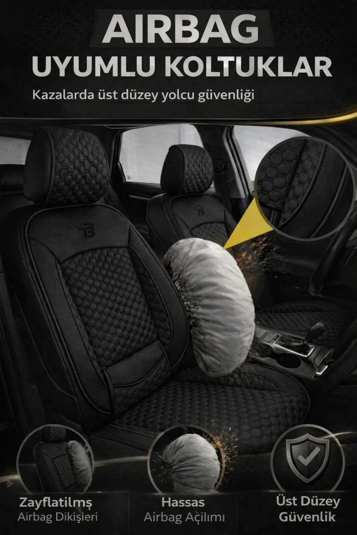 Renault Megane 3 2009-2015 2+1 Arka Sırt Oturak Uyumlu Altay Serisi Siyah Koltuk Kılıfı