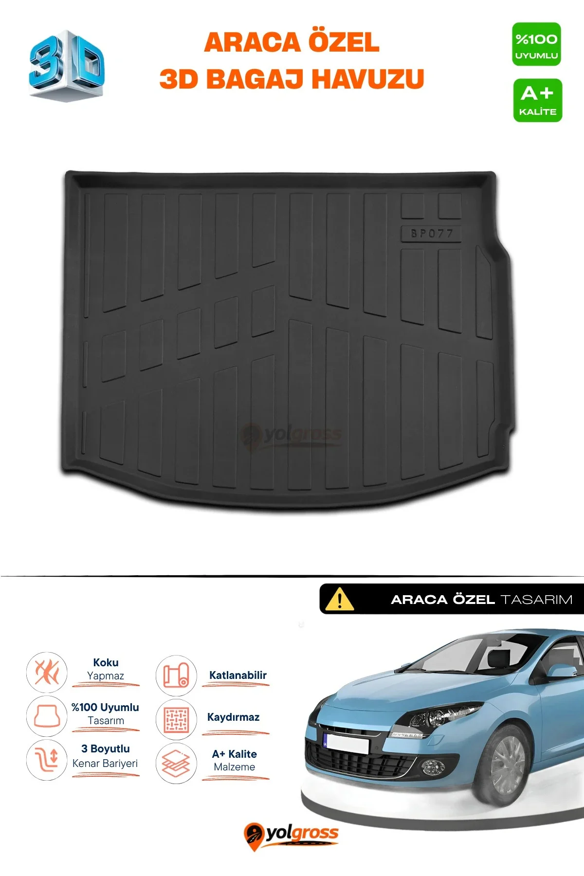 Renault Megane 3 3D Pro Bagaj Havuzu 2009-2016 A+ Kalite