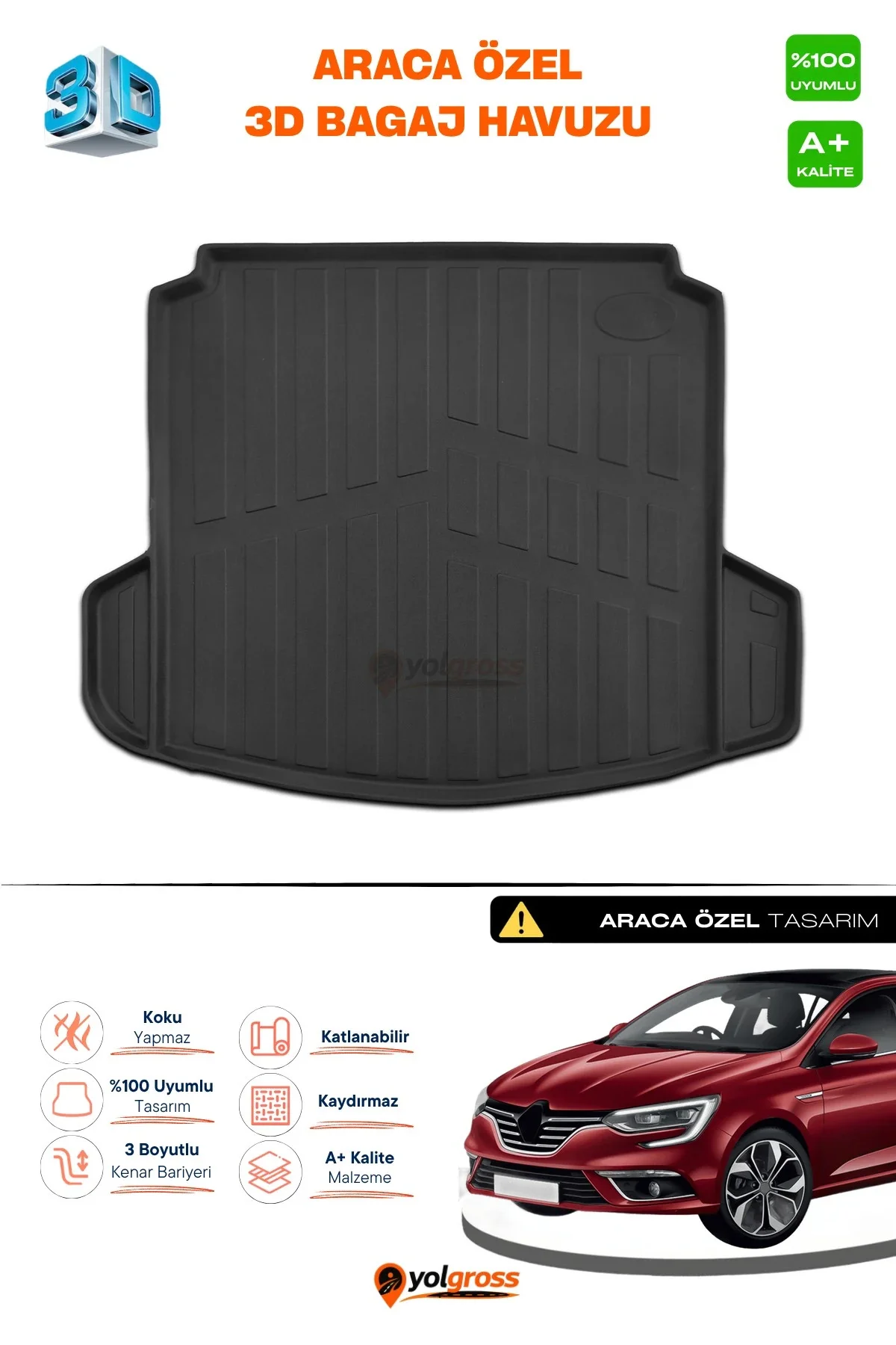Renault Megane 4 Sedan 3D Pro Bagaj Havuzu Çift Kulaklı 2016 Üzeri A+ Kalite