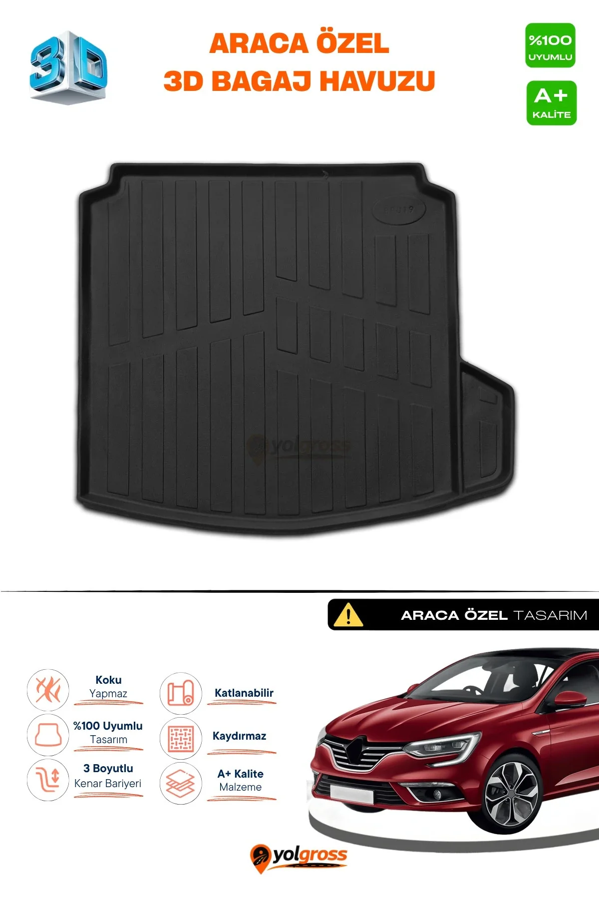 Renault Megane 4 Sedan 3D Pro Bagaj Havuzu Sağ Kulaklı 2016 Üzeri A+ Kalite