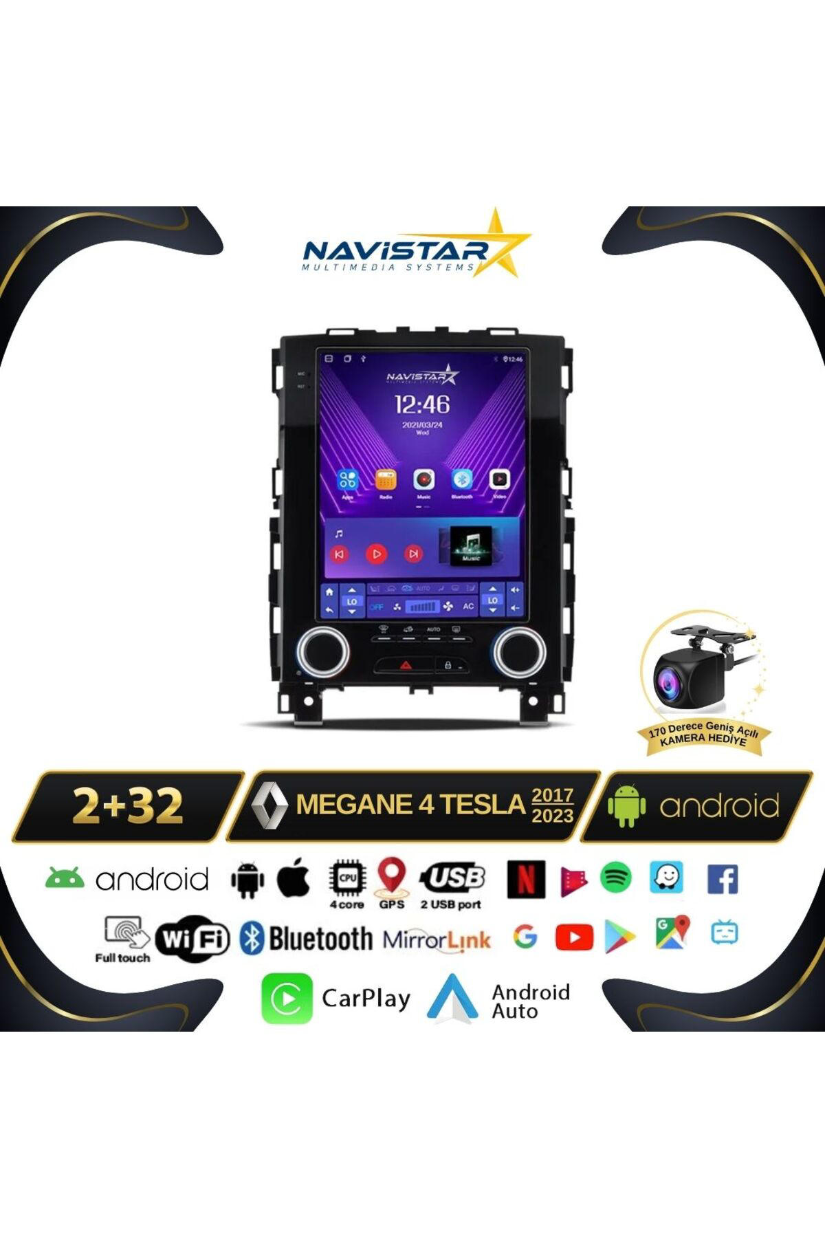 Renault Megane 4 Tesla 2017-2023 Model 2 32gb Android Kablosuz Ca Renault Megane 4 Tesla 2017-2023 Model 2 32gb Android Kablosuz Ca