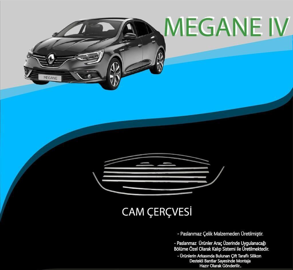 Renault Megane Uyumlu 4 Krom Cam Çerçevesi 12 Parça Megane 4 (201