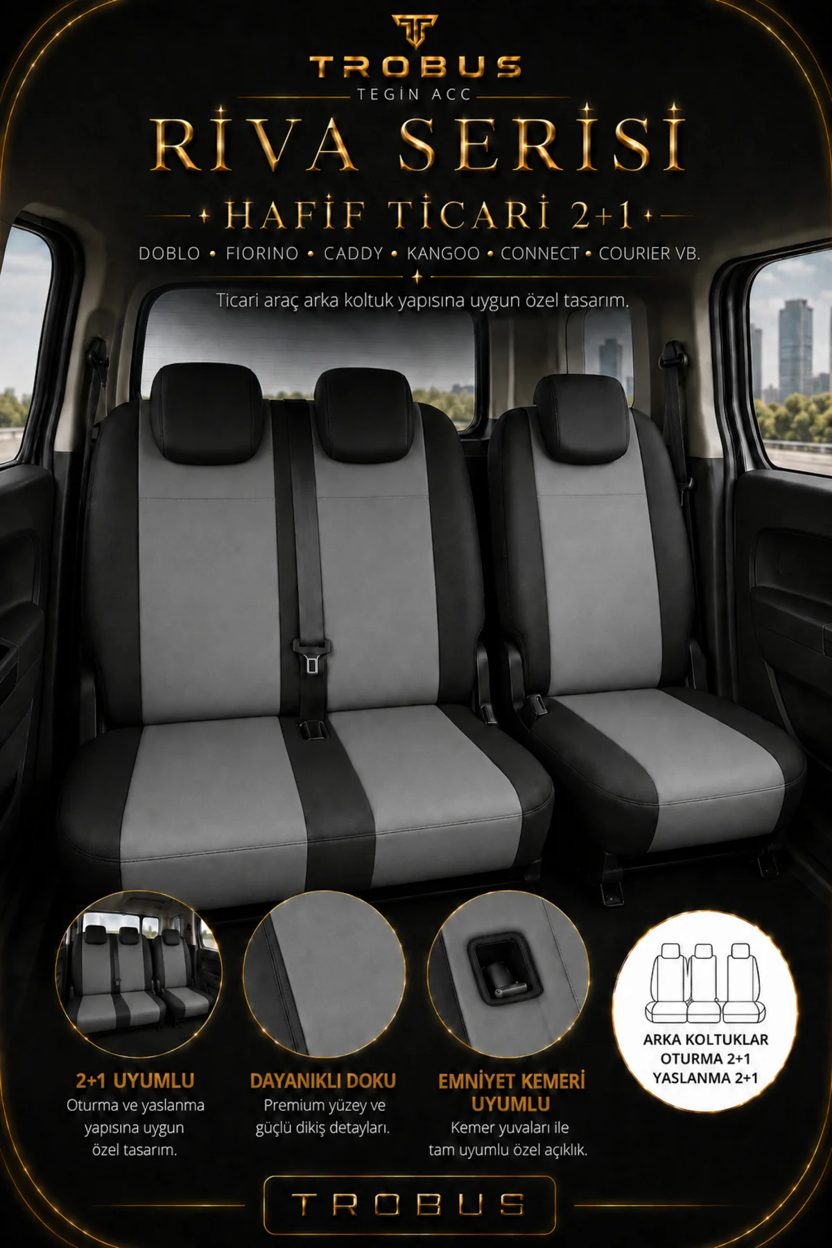 Renault Megane I 1995-2003 Uyumlu Riva Serisi Kumaş 2+1 Ticari Gri Siyah Oto Koltuk Kılıfı Renault Megane I 1995-2003 Uyumlu Riva Serisi Kumaş 2+1 Ticari Gri Siyah Oto Koltuk Kılıfı