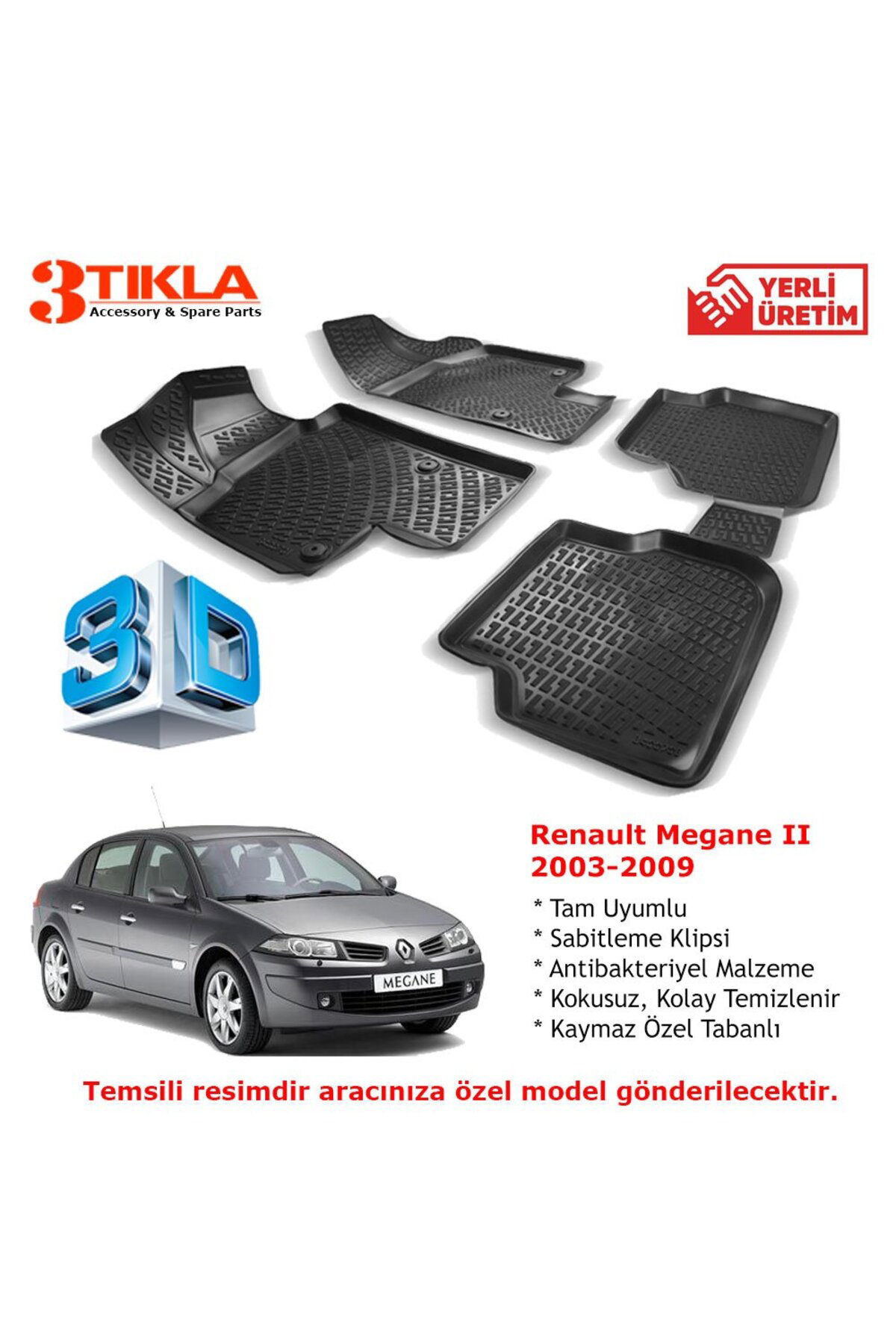 Renault Megane II 2003-2009 Premium 3D Havuzlu Paspas Seti