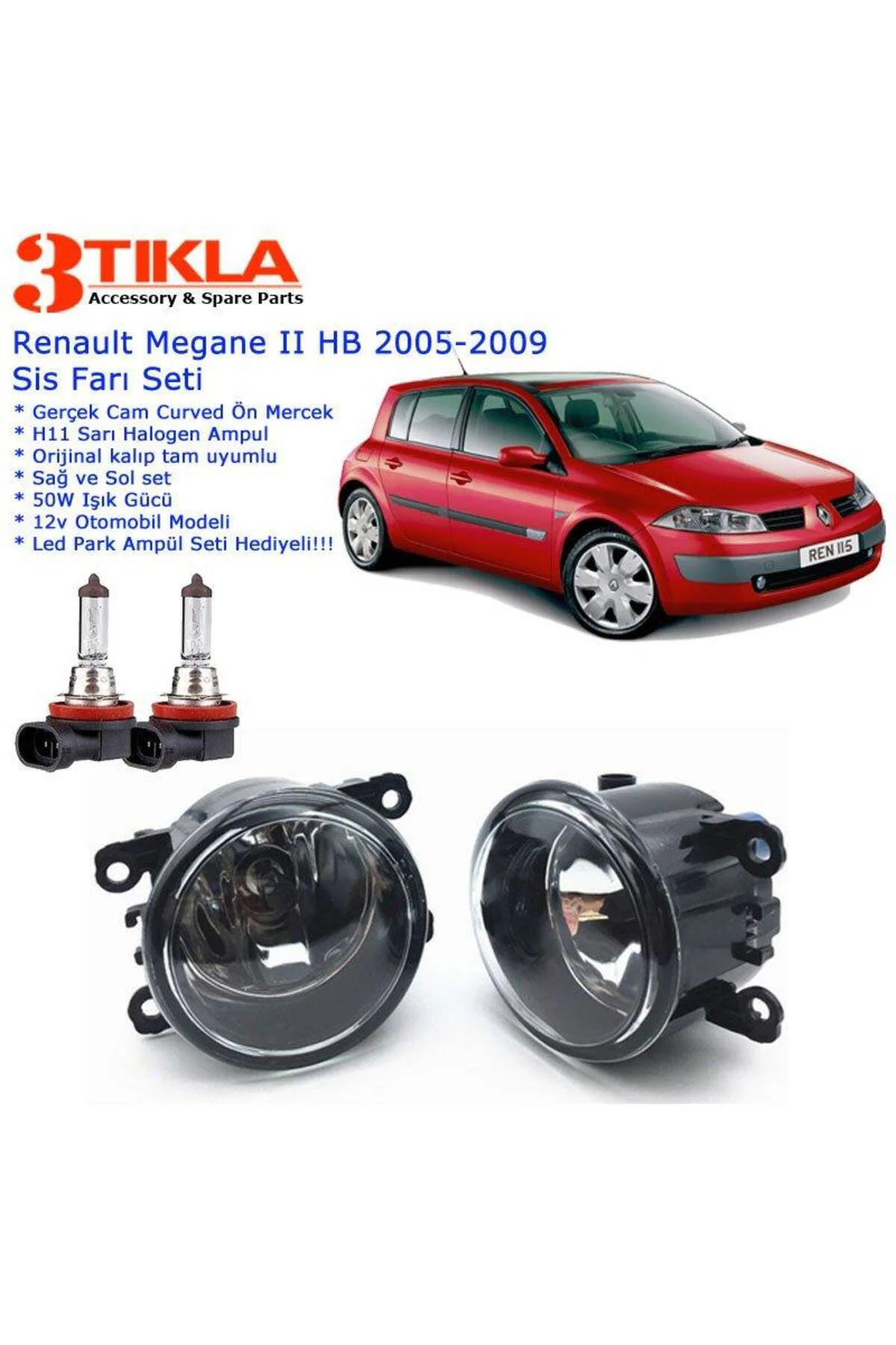 Renault Megane II HB 2007 Sis Farı Set Oem: 8200074008 Renault Megane II HB 2007 Sis Farı Set Oem: 8200074008