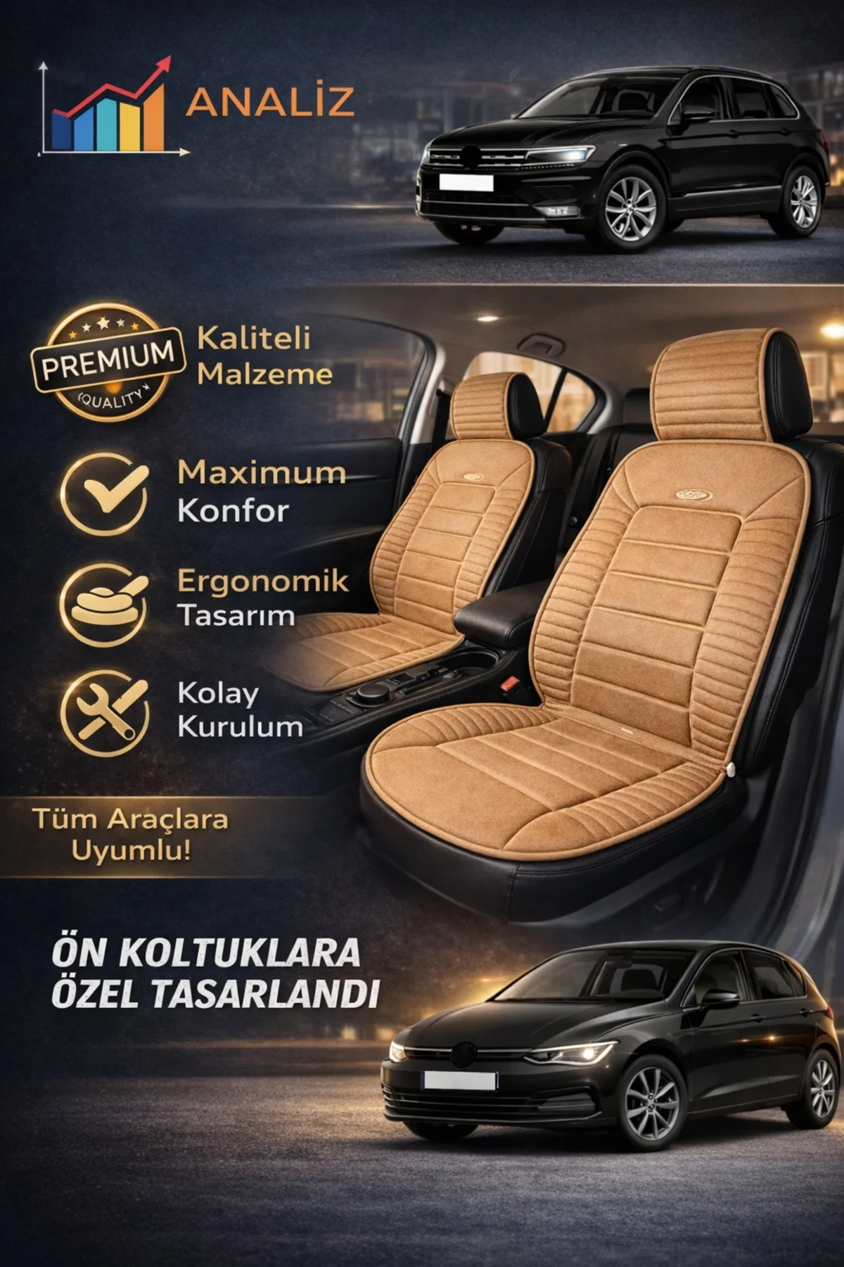 Renault Megane IV 2016 Sonrası Uyumlu Vento 2 Parça Ön Oto Koltuk Minderi Terletmez Taba Fiyatı, Yorumları ve Özellikleri