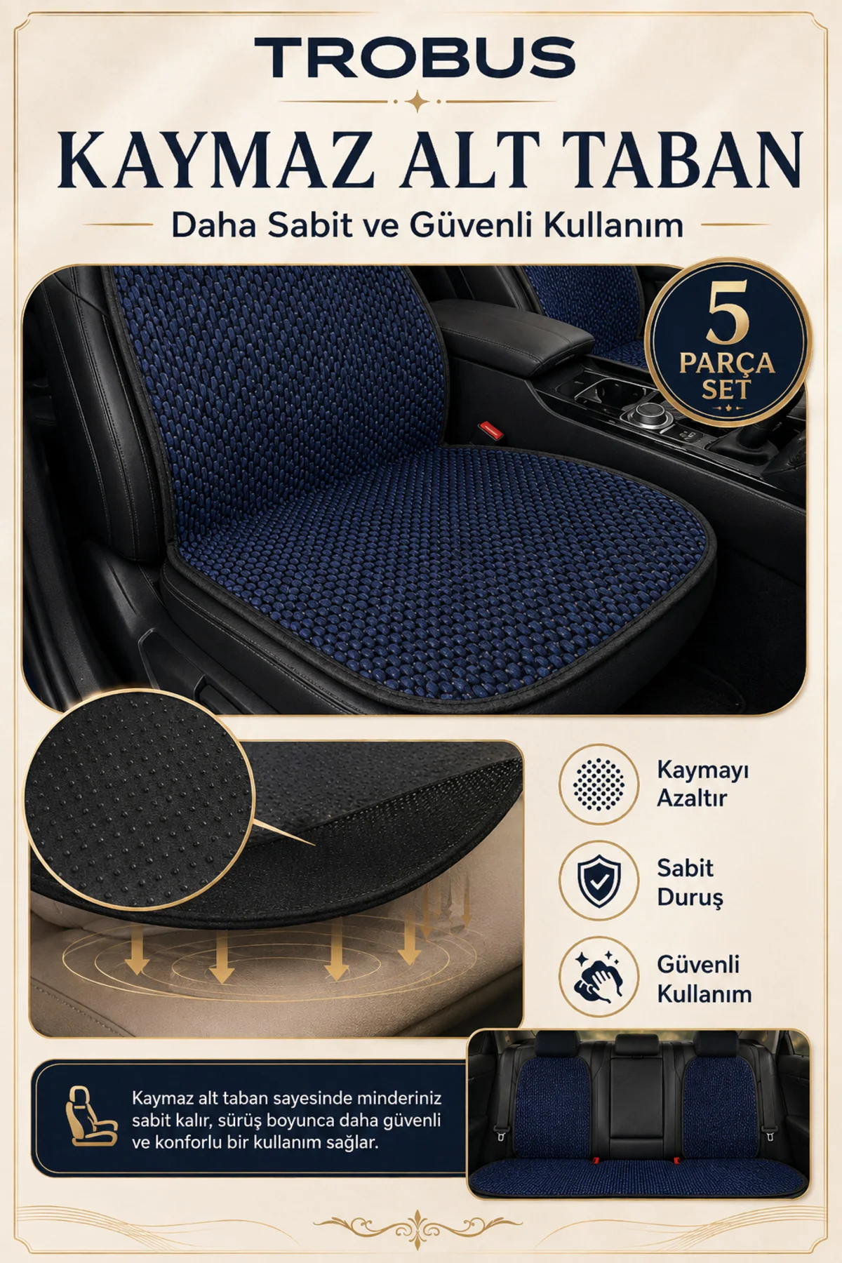 Renault Megane IV 2016 Sonrası Uyumlu Premium Örme 5 Parça Oto Koltuk Minderi Lacivert - Siyah Fiyatı, Yorumları ve Özellikleri